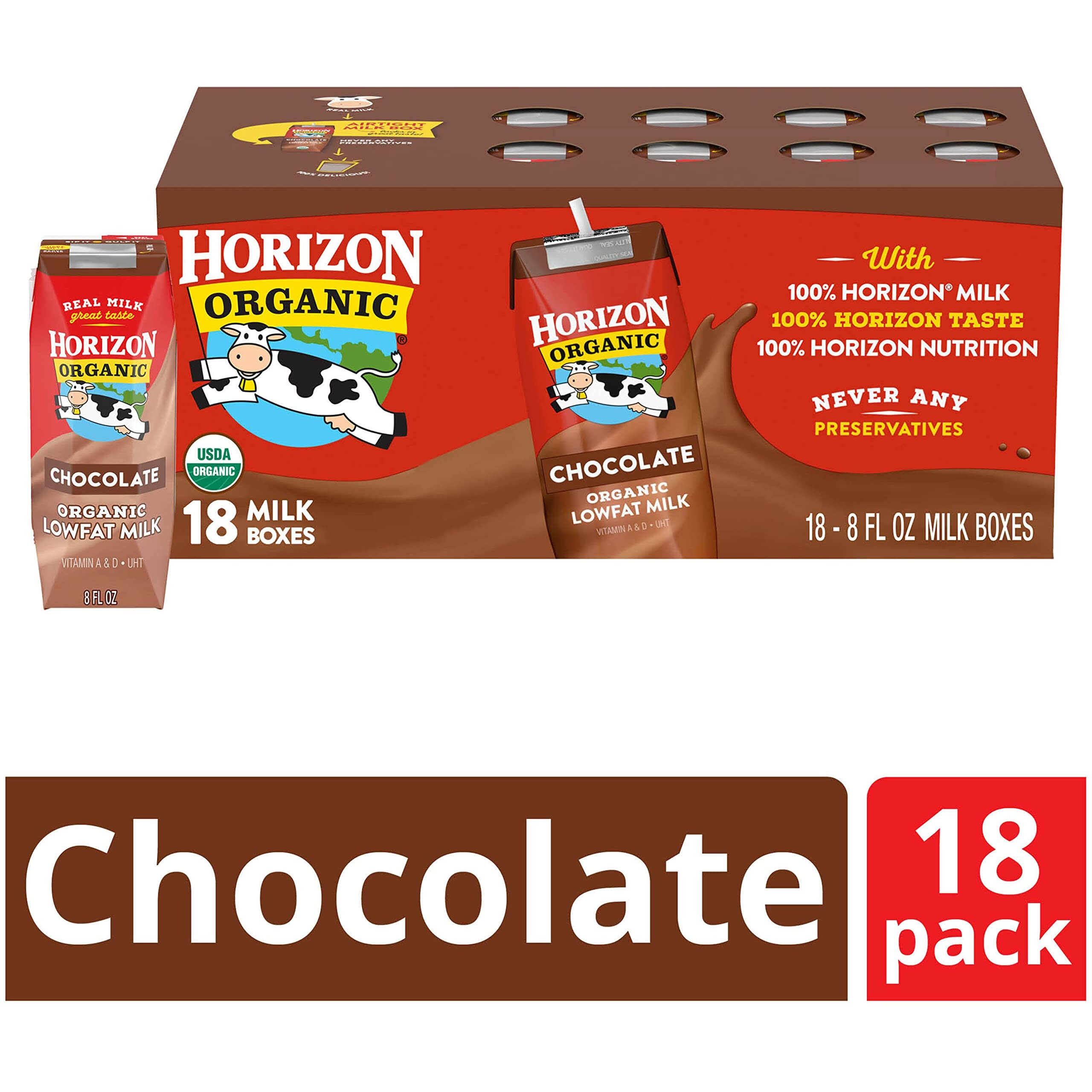 Horizon Organic Shelf-Stable 1% Low Fat Milk Boxes, Chocolate, 8 Oz., 18 Pack