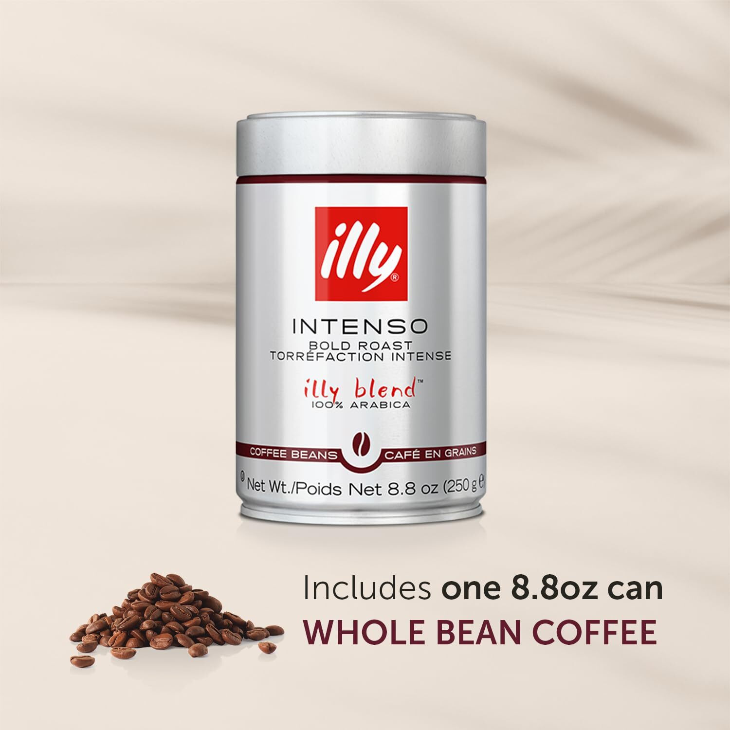 Illy Whole Bean Coffee - Perfectly Roasted Whole Coffee Beans - Intenso Dark Roast - Warm Notes Of Cocoa & Dried Fruit - Full-Bodied - 100% Arabica Coffee - No Preservatives - 8.8 Ounce