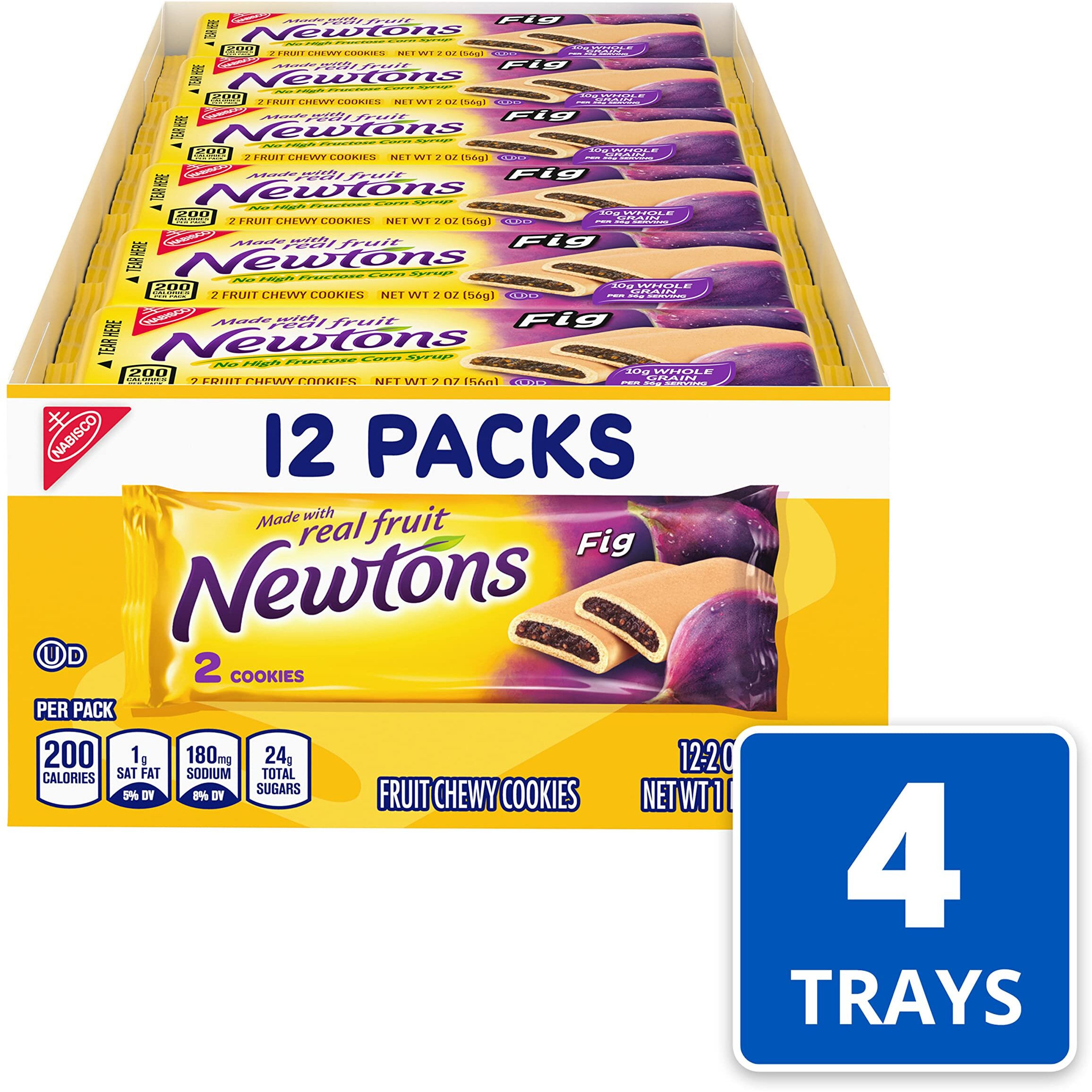 Newtons Soft & Fruit Chewy Fig Cookies, 48 Snack Packs (2 Cookies Per Pack, 4 Boxes)