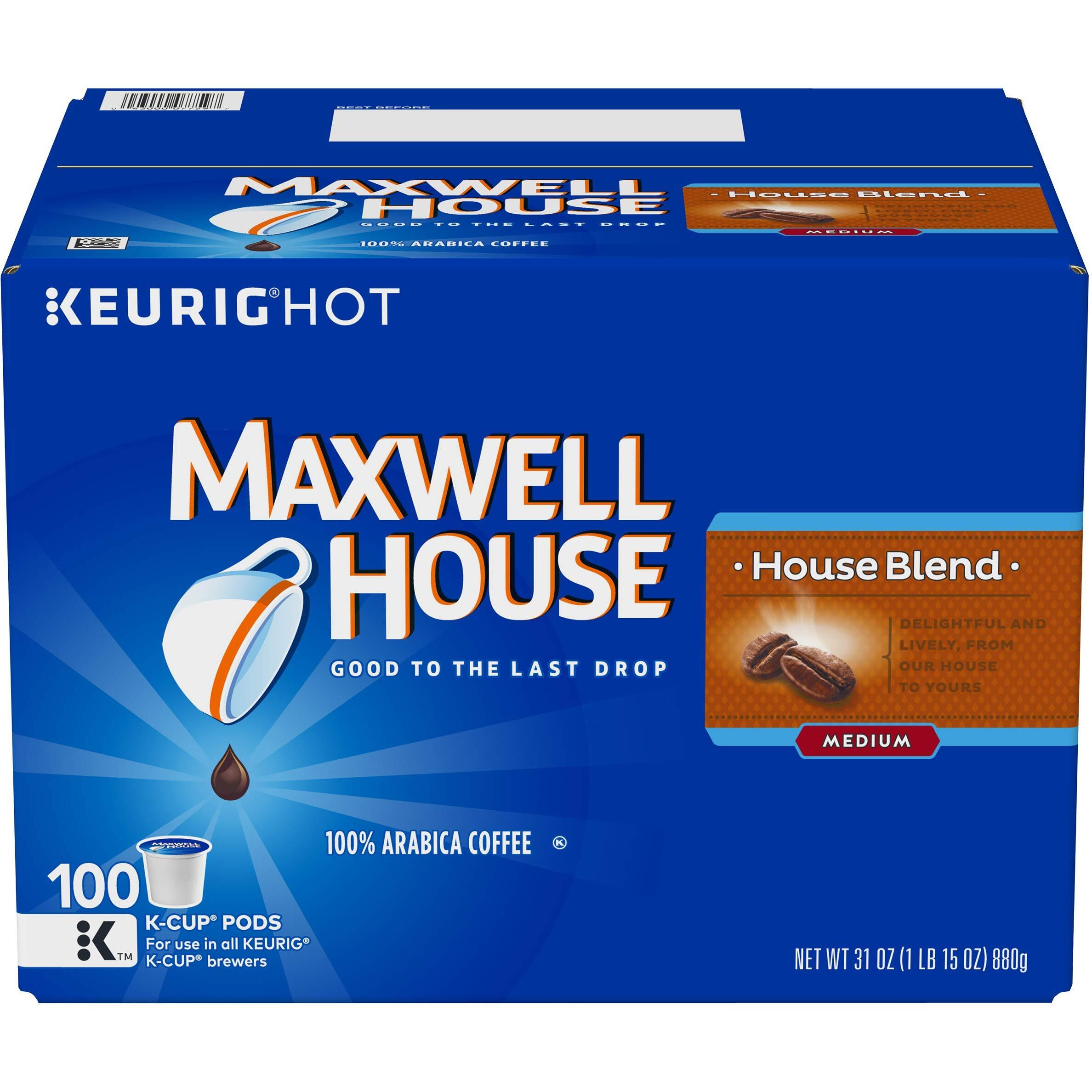 Maxwell House House Blend Medium Roast K-Cup Coffee Pods (100 Pods)