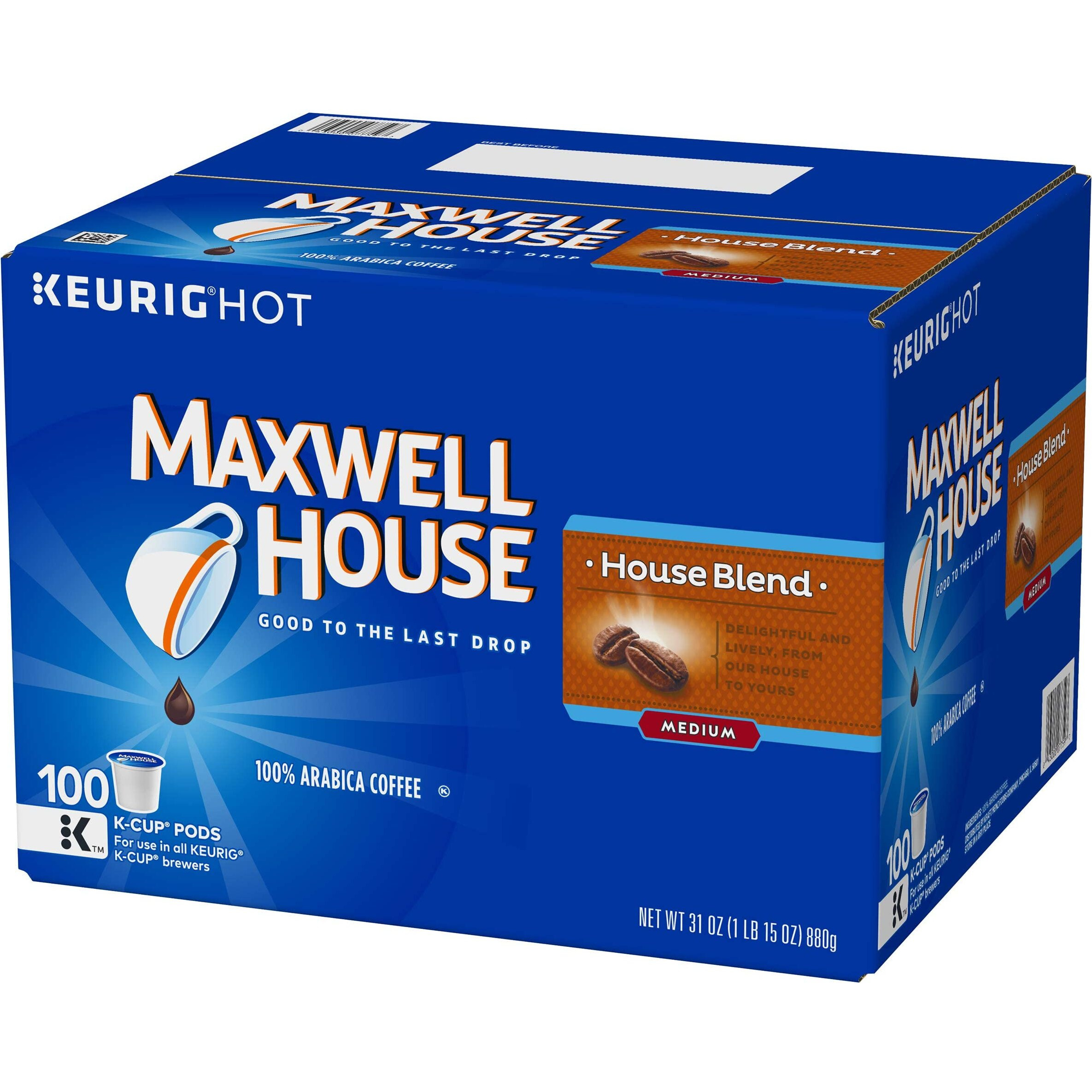Maxwell House House Blend Medium Roast K-Cup Coffee Pods (100 Pods)