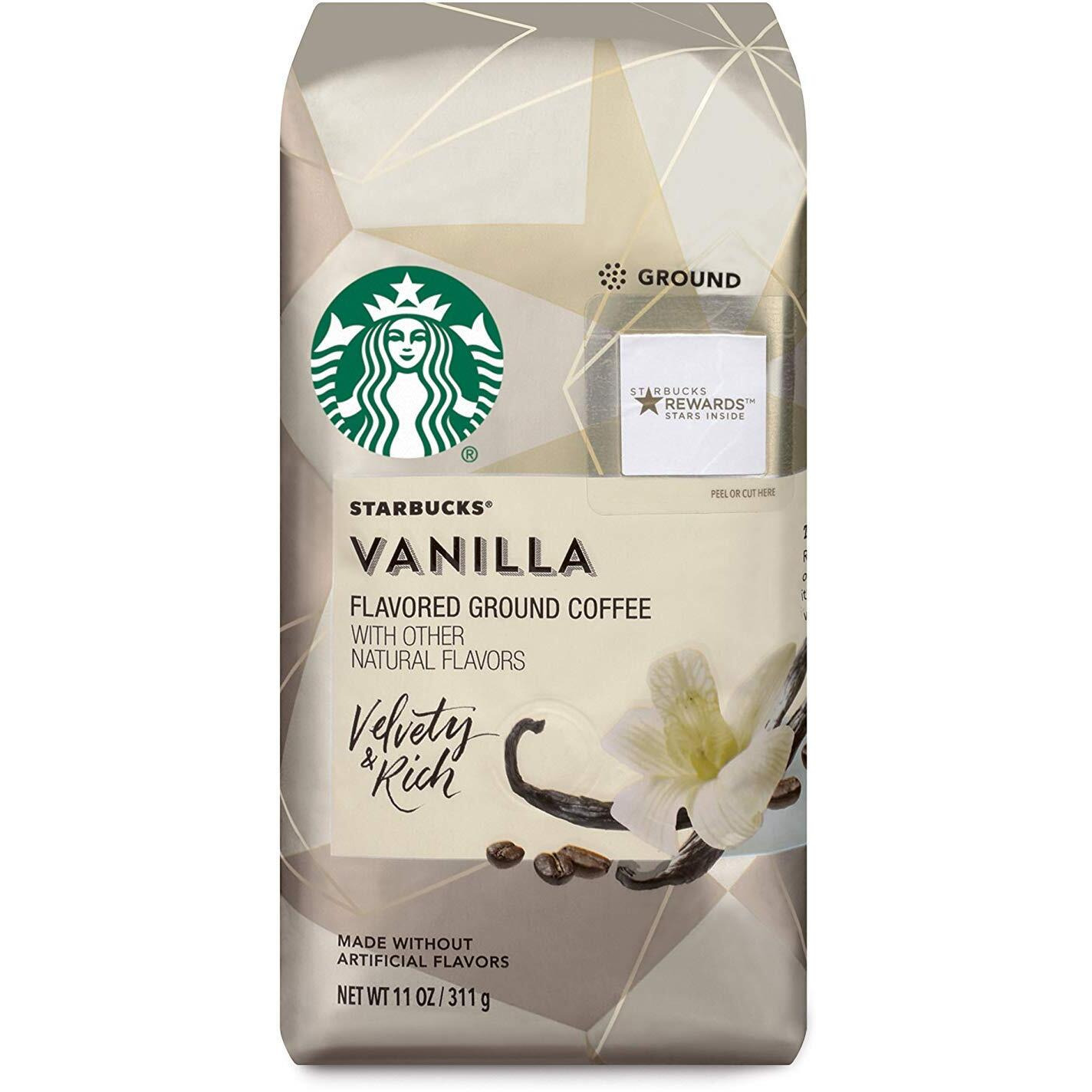 Starbucks Ground Coffee-Vanilla Flavored Coffee-No Artificial Flavors-100% Arabica-6 Bags (11 Oz Each)