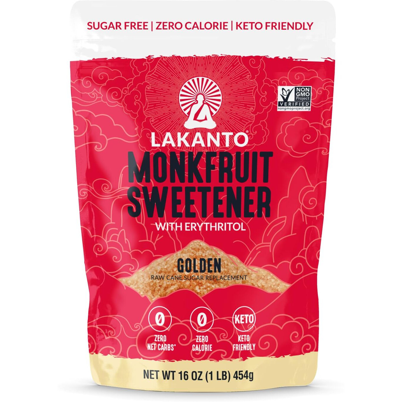 Lakanto Golden Monk Fruit Sweetener With Erythritol - Raw Cane Sugar Substitute, Zero Calorie, Keto Diet Friendly, Zero Net Carbs, Baking, Extract, Sugar Replacement (Golden - 1 Lb)