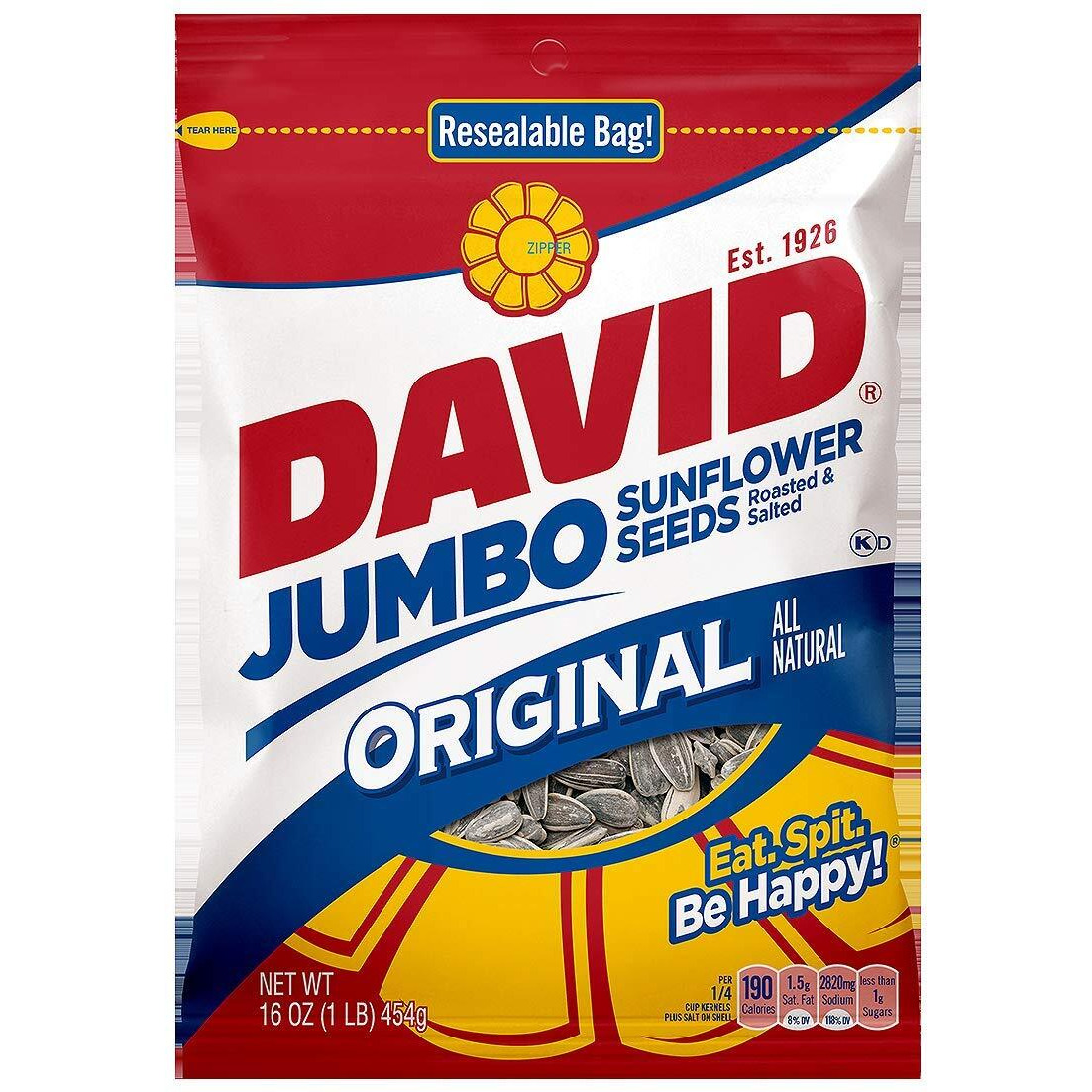David Sunflower Seed In Shell - Jumbo, 16 Ounce (2 Pack)