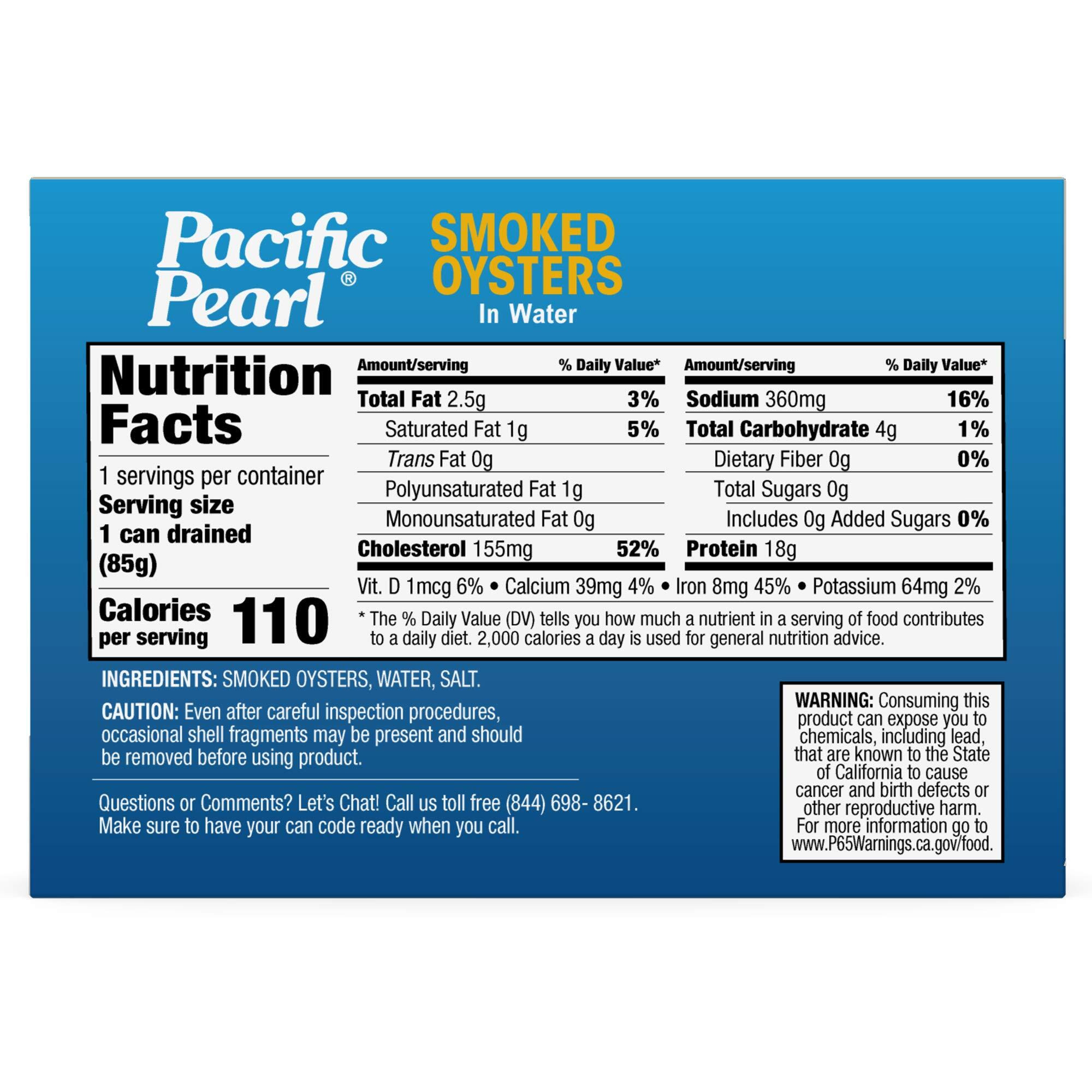 Pacific Pearl Smoked Oysters In Spring Water, 3.75-Ounce Cans (Pack Of 12)