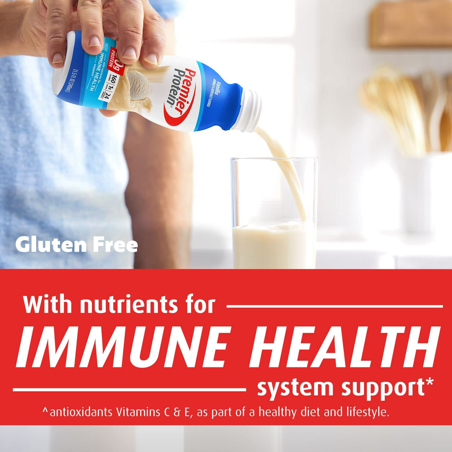 Premier Protein Shake, Vanilla, 30G Protein, 1G Sugar, 24 Vitamins & Minerals, Nutrients To Support Immune Health 11.5 Fl Oz, 12 Pack