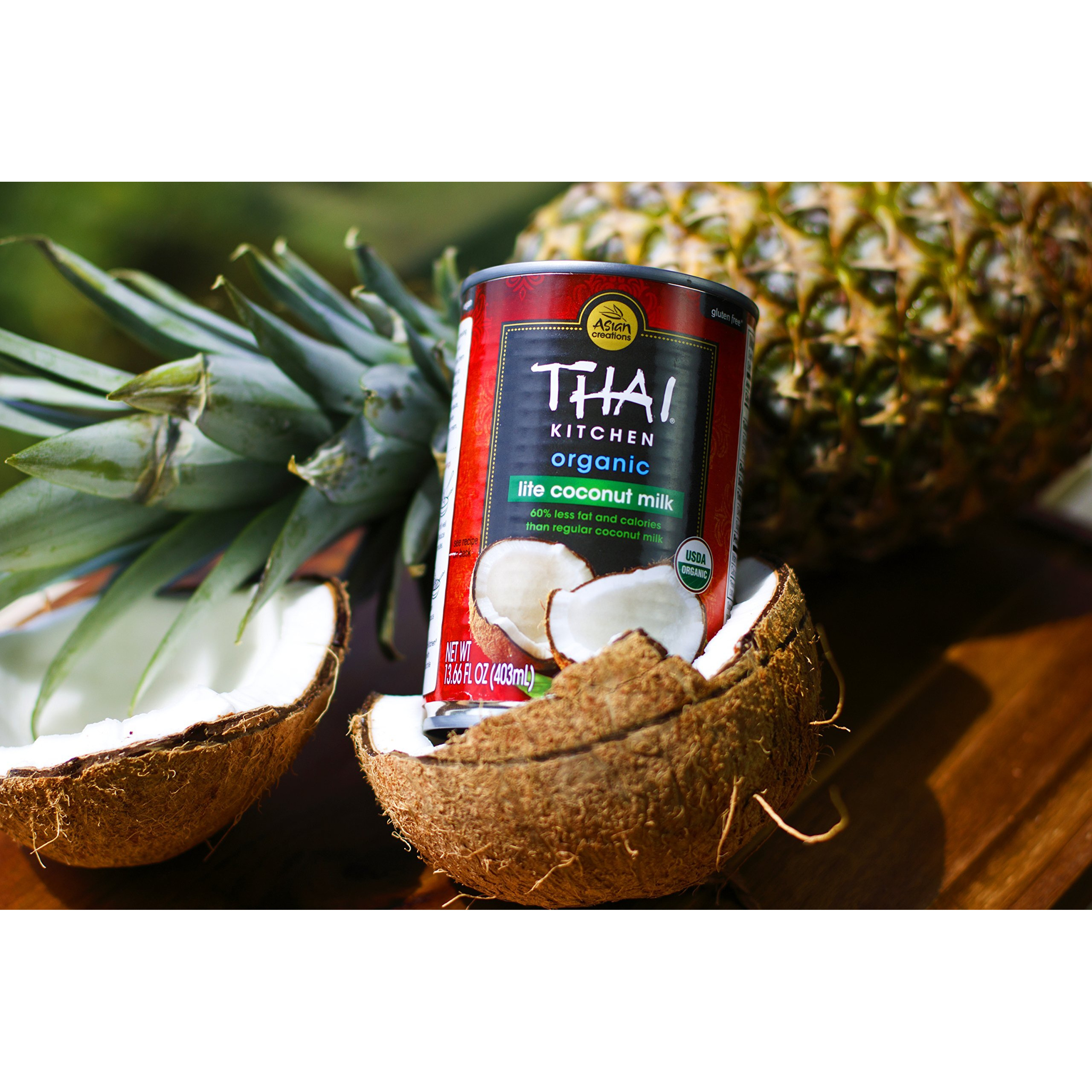 Thai Kitchen Organic Unsweetened Lite Coconut Milk, 13.66 Fl Oz (Pack Of 6)