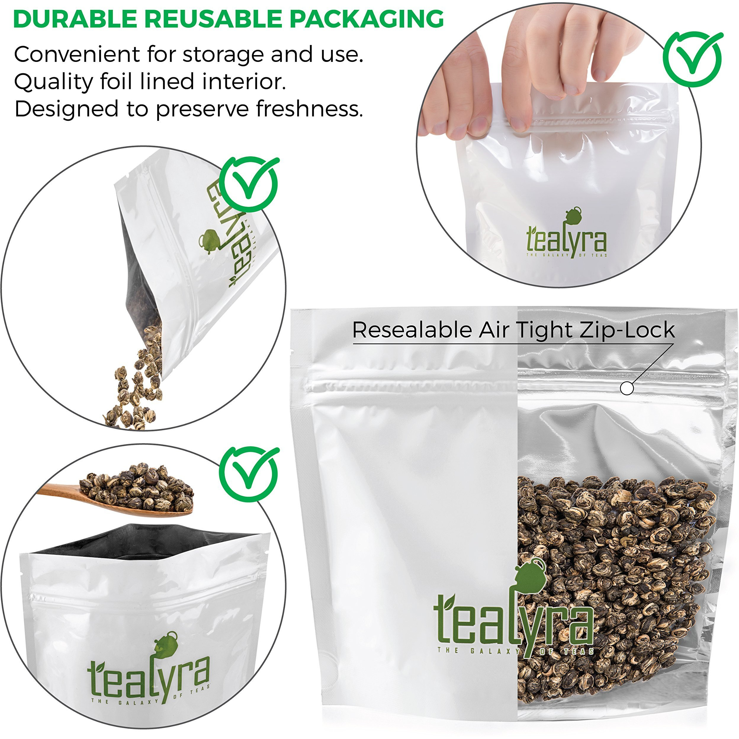 Tealyra - Imperial Jasmine Dragon Pearls - 16-Ounce - Green Tea Loose Leaf - Premium Jasmine Green Tea With Pleasant Aroma - Organically Grown - 450 Gram