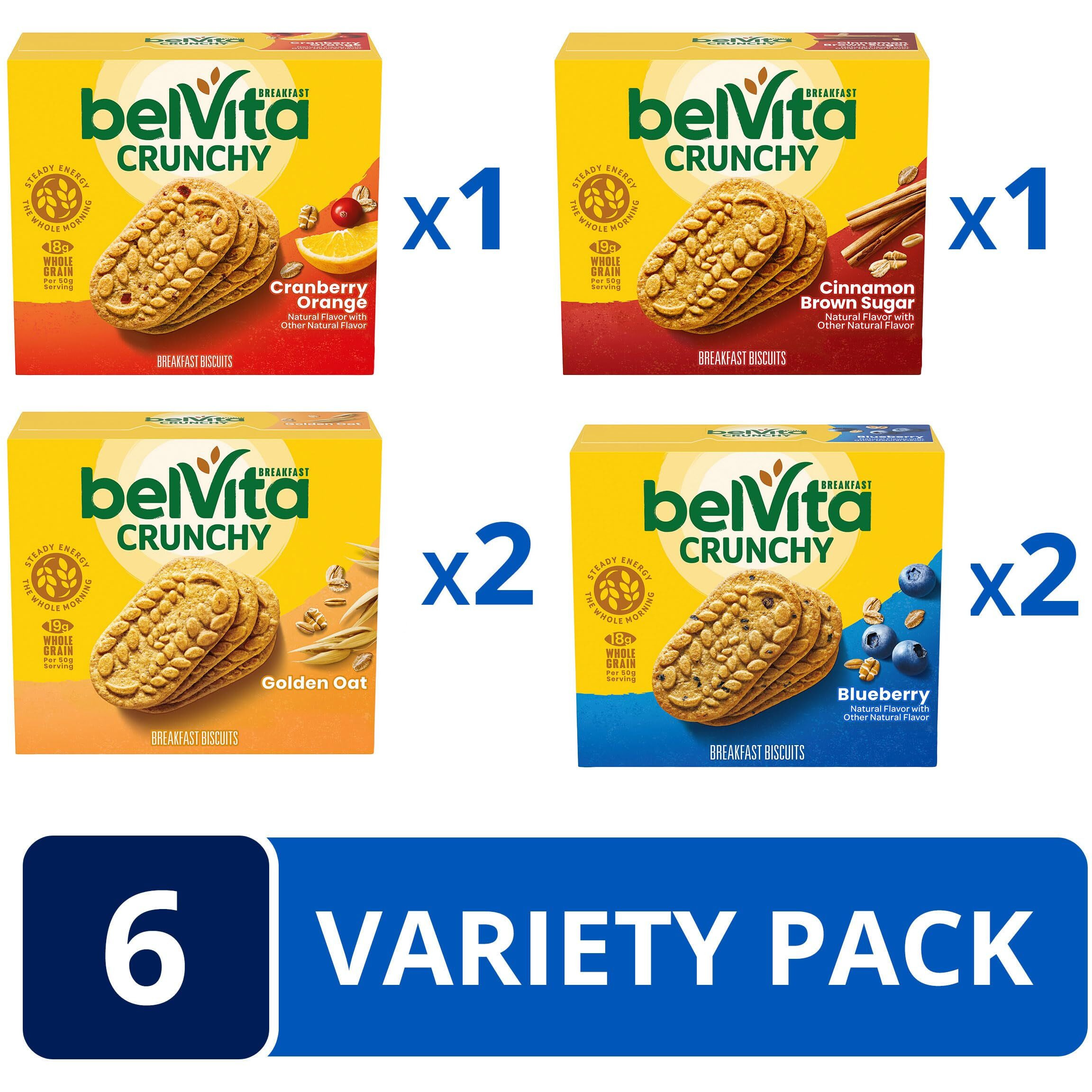 Belvita Breakfast Biscuits Variety Pack, 4 Flavors, 6 Boxes Of 5 Packs (30 Total Packs)