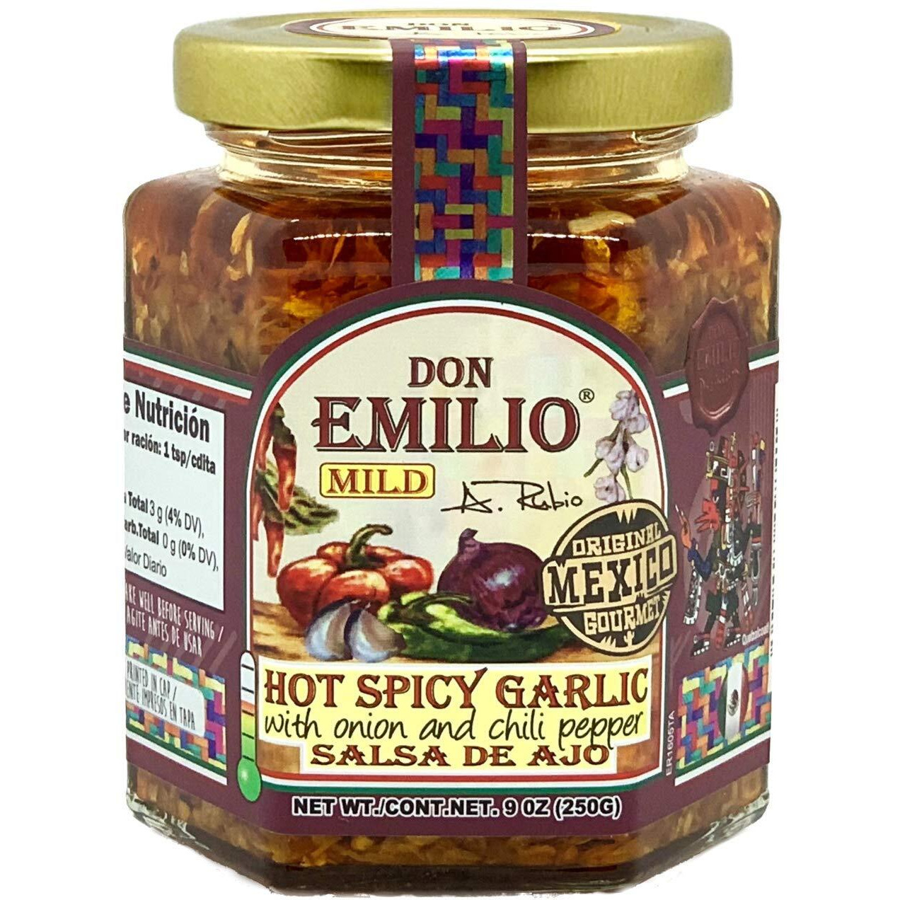 Don Emilio Salsa Macha Hot Chili Garlic Sauce, Gourmet Spicy Chili Crisp Oil, Garlic And Onion, All Natural Chili Paste 9 Oz