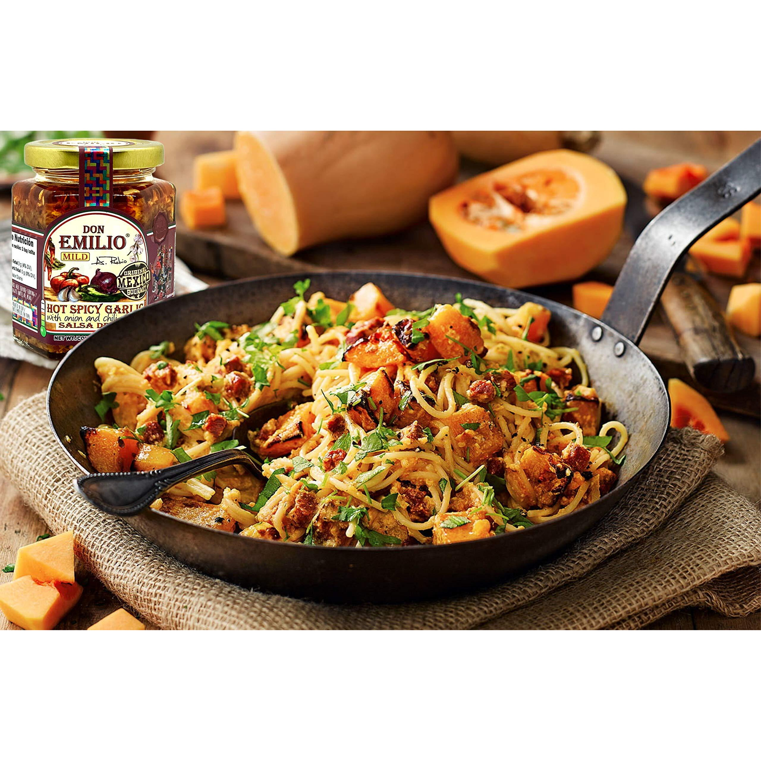 Don Emilio Salsa Macha Hot Chili Garlic Sauce, Gourmet Spicy Chili Crisp Oil, Garlic And Onion, All Natural Chili Paste 9 Oz