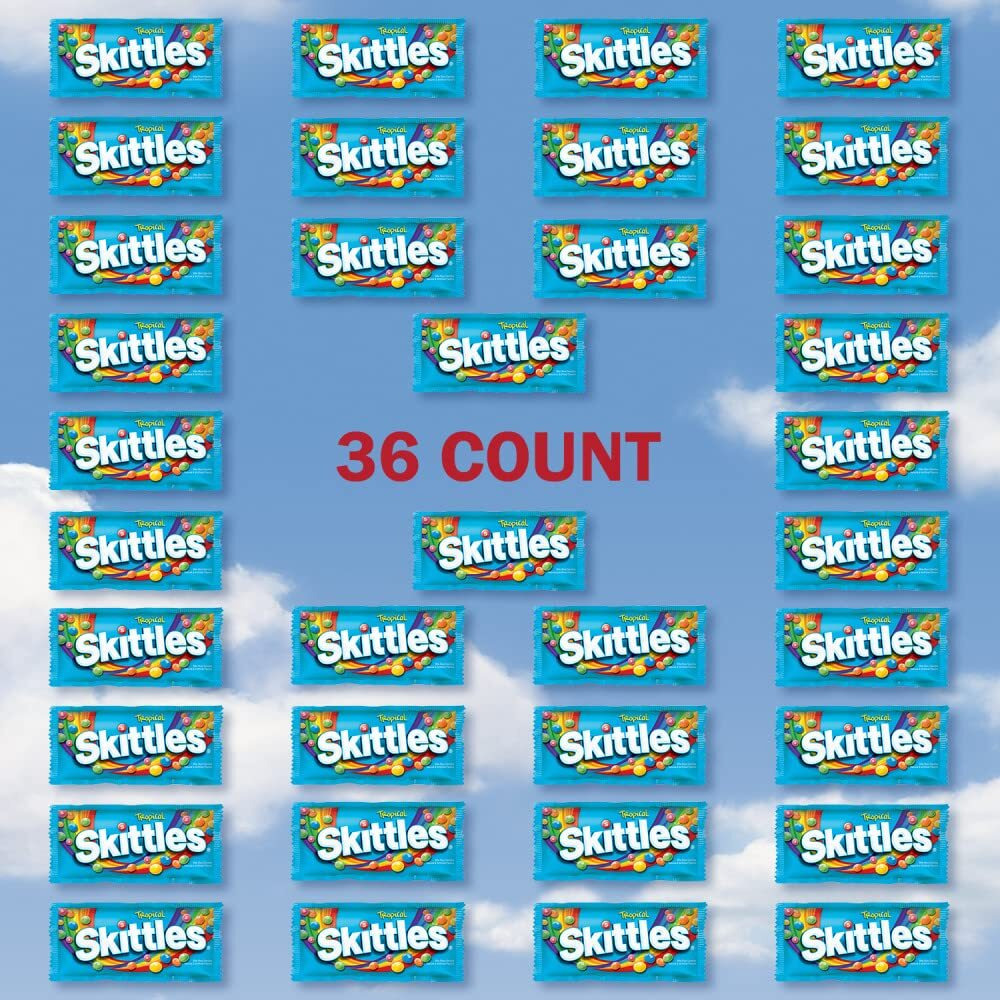 Skittles Tropical Summer Chewy Candy Assortment, 36 Ct Bulk Candy Box