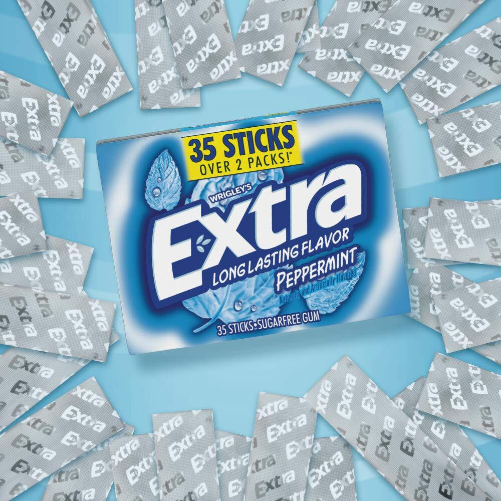 Extra Gum Peppermint Sugar Free Chewing Gum Mega Pack, 35 Stick (Pack Of 6)