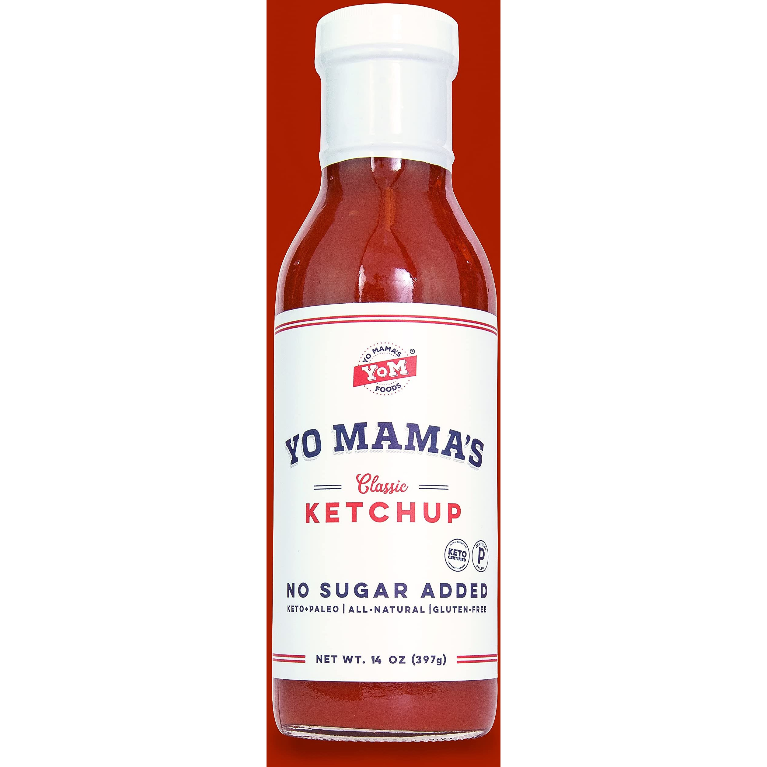 Yo Mama's Foods Keto Classic Ketchup - Pack Of (2) - Zero Calorie, No Sugar Added, Low Carb, Vegan, Gluten Free, Paleo Friendly, And Made With Whole Non-Gmo Tomatoes