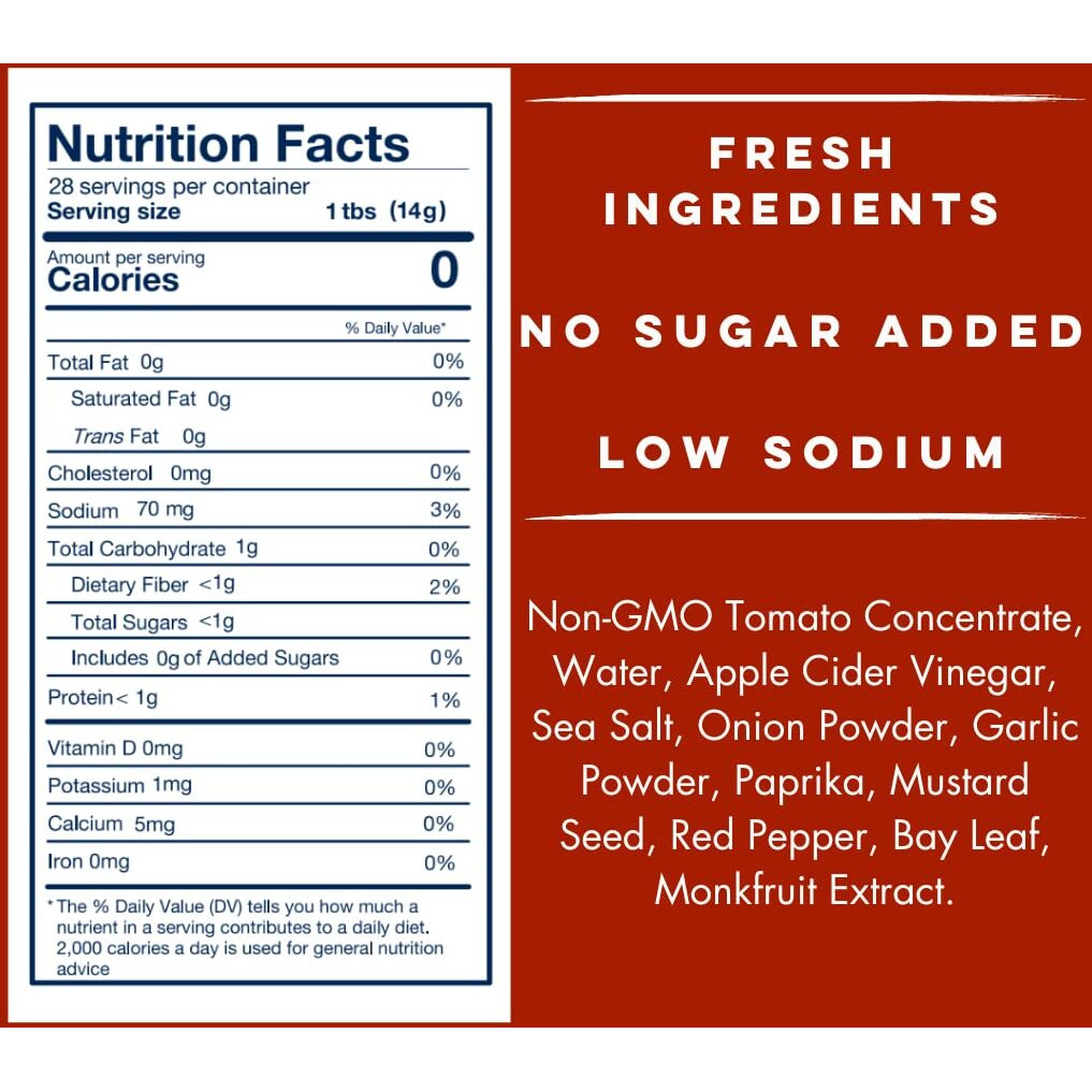 Yo Mama's Foods Keto Classic Ketchup - Pack Of (2) - Zero Calorie, No Sugar Added, Low Carb, Vegan, Gluten Free, Paleo Friendly, And Made With Whole Non-Gmo Tomatoes