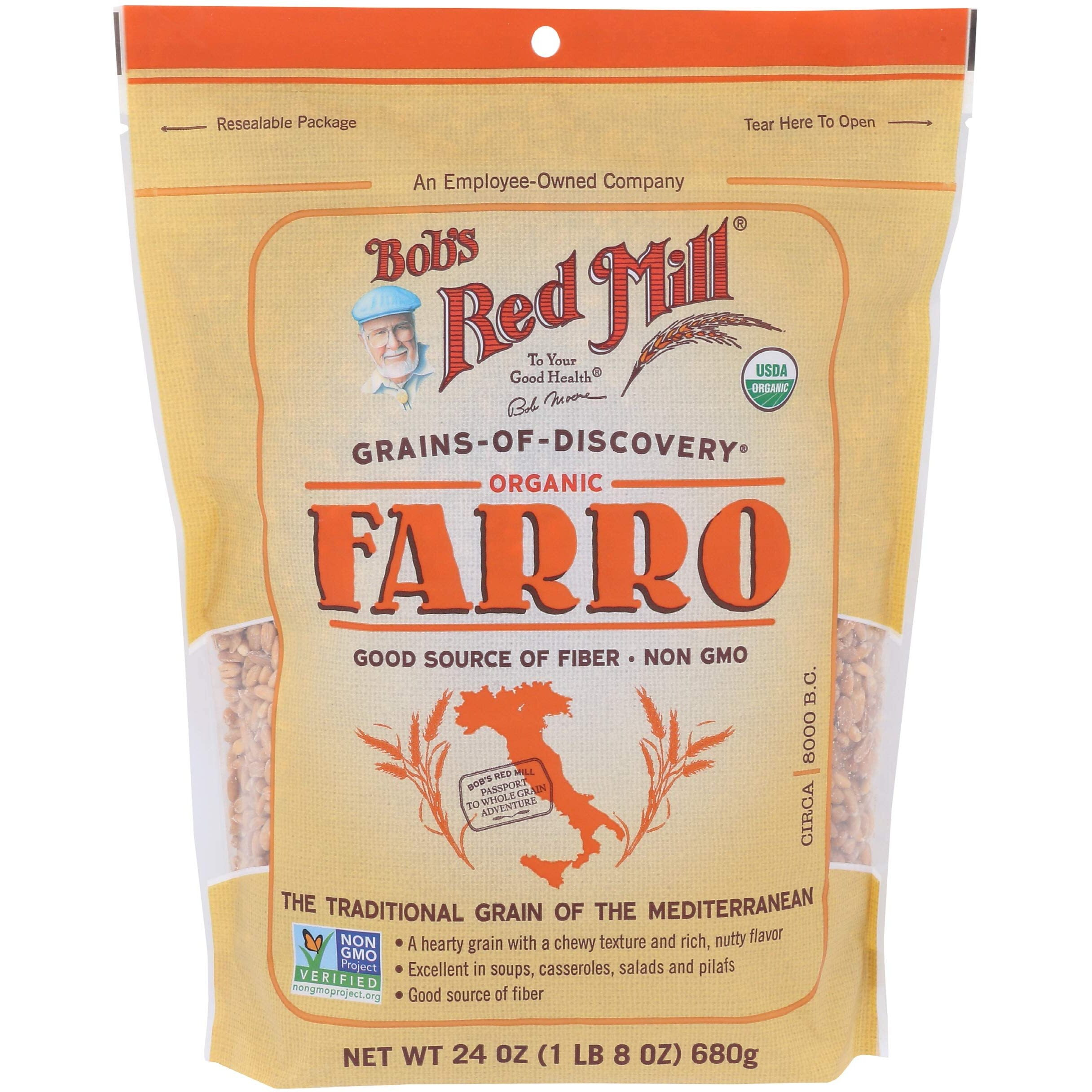 Bobs Red Mill Organic Whole Grain Farro, 24 Oz