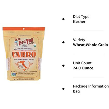 Bobs Red Mill Organic Whole Grain Farro, 24 Oz