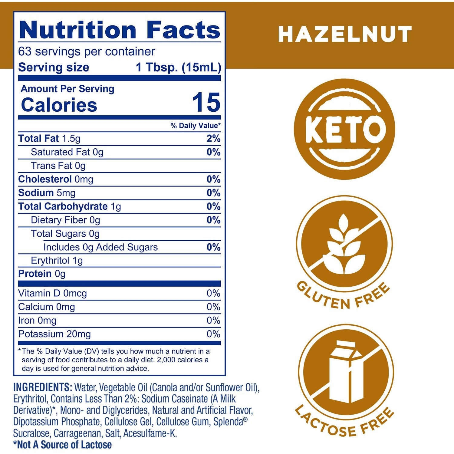 Splenda Sugar Free Hazelnut Coffee Creamer, 32 Fl Oz (Pack Of 6)