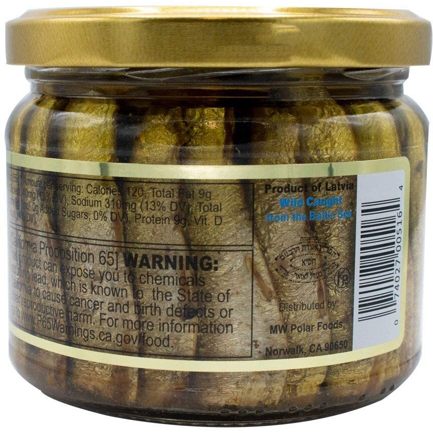 Mw Polar Smoked Brisling Sardines In Olive Oil In 9.5Oz. Jar (Pack Of 6)