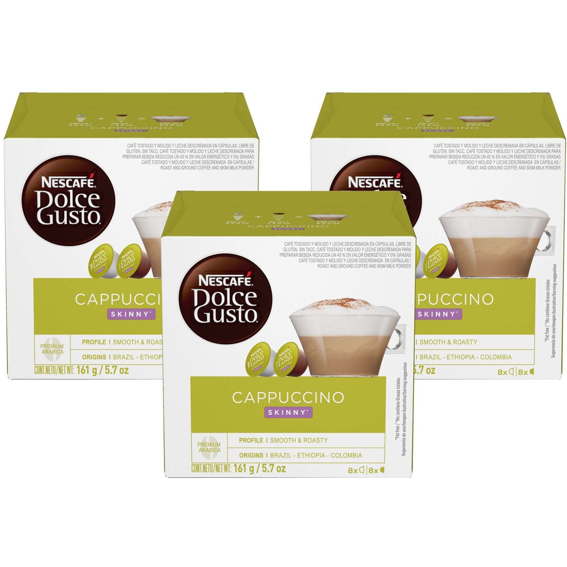 Nescafe Dolce Gusto Pods, Skinny Cappuccino, 16 Capsules, Pack Of 3