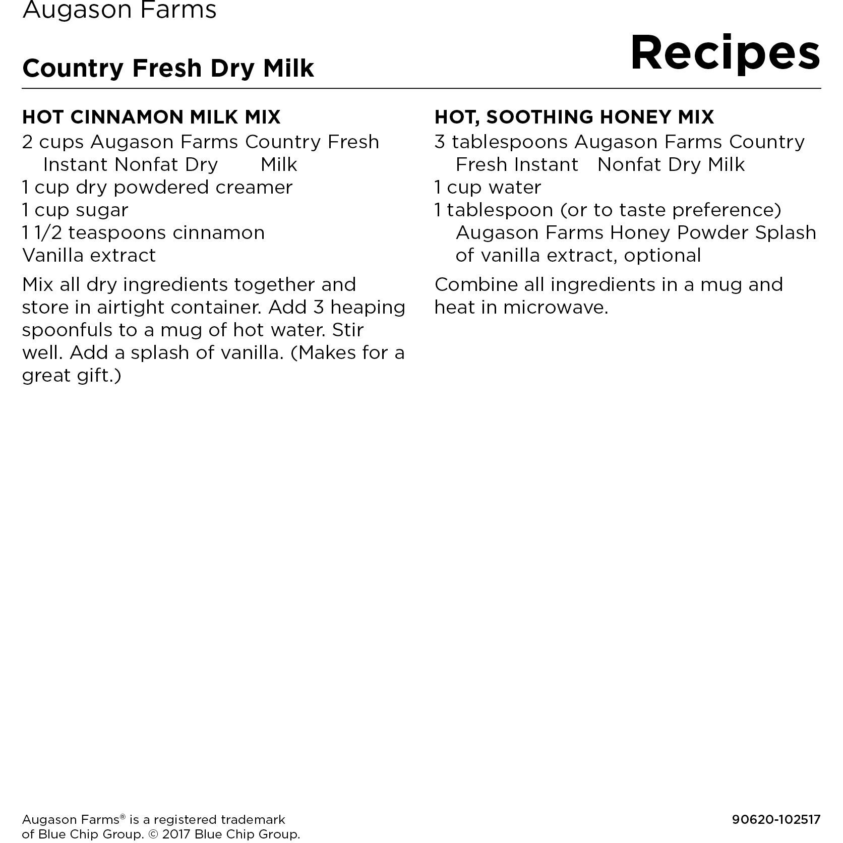 Augason Farms 5-90620 Country Fresh 100% Real Instant Nonfat Dry Milk, 1 Lb, 13 Oz.