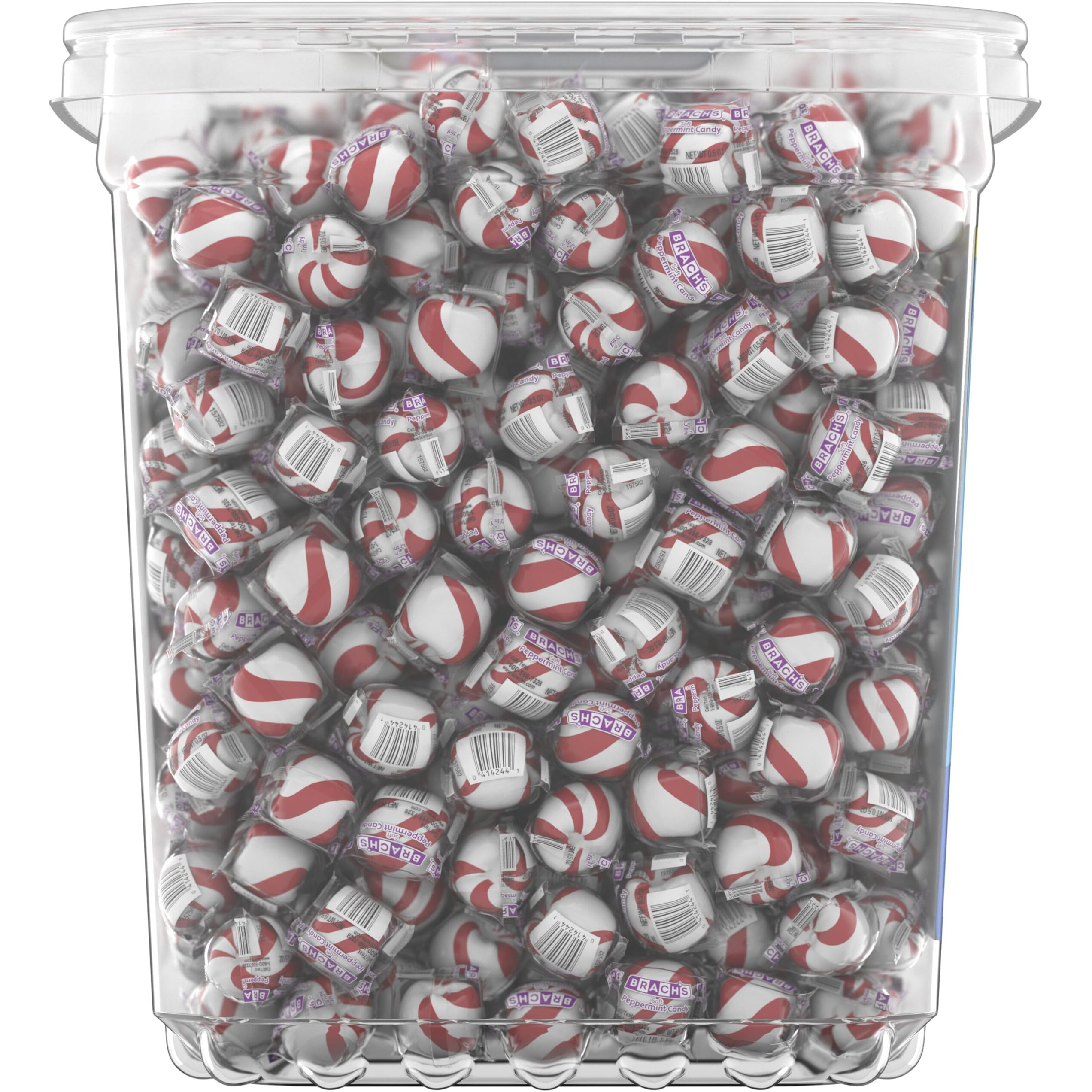 Brach's Bobs Sweet Stripes Soft Peppermint Candy, Individually Wrapped Pieces, 3.9 Lb Tub (350 Count)