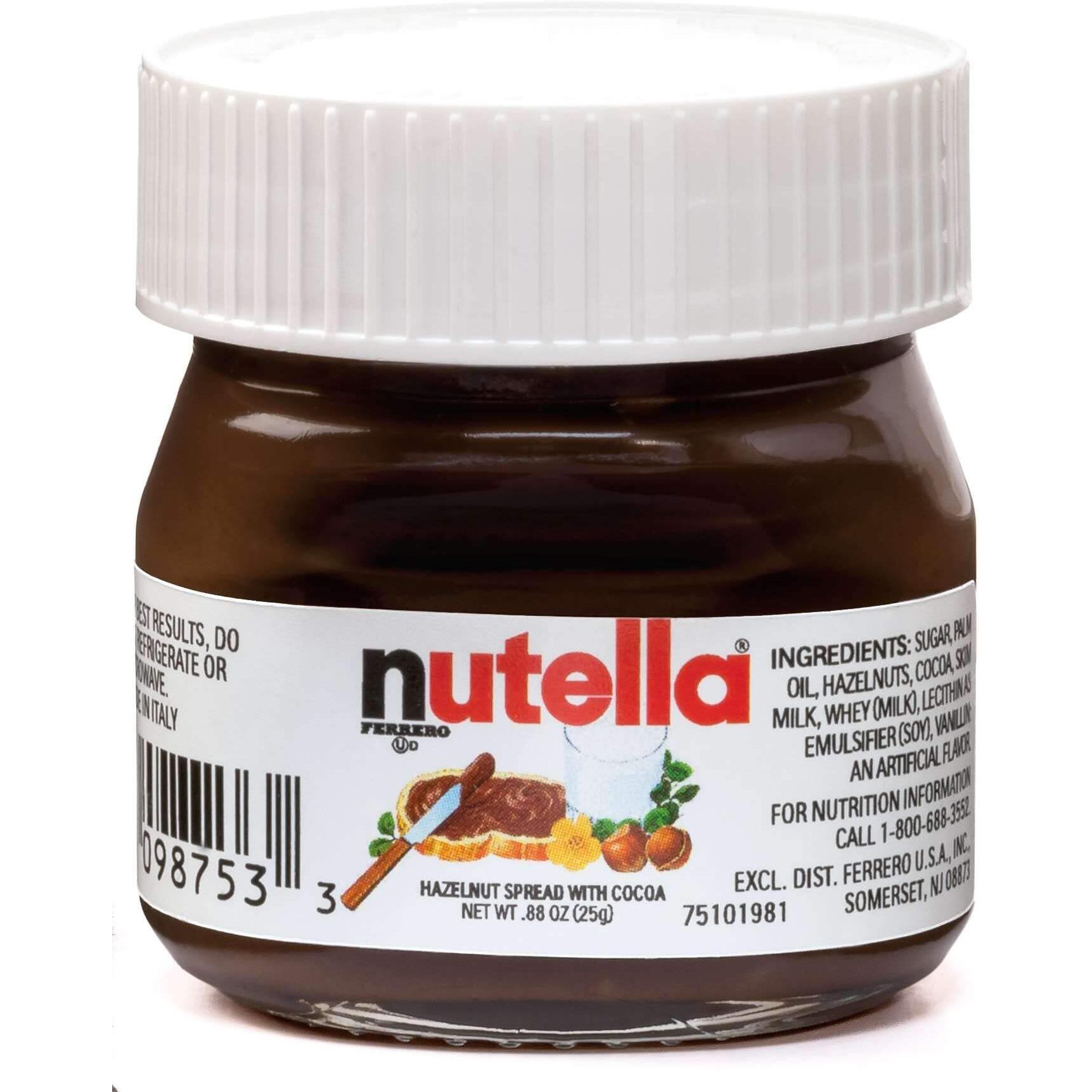 Nutella Hazelnut Spread With Cocoa Glass Jar.88 Ounce - 64 Per Case.