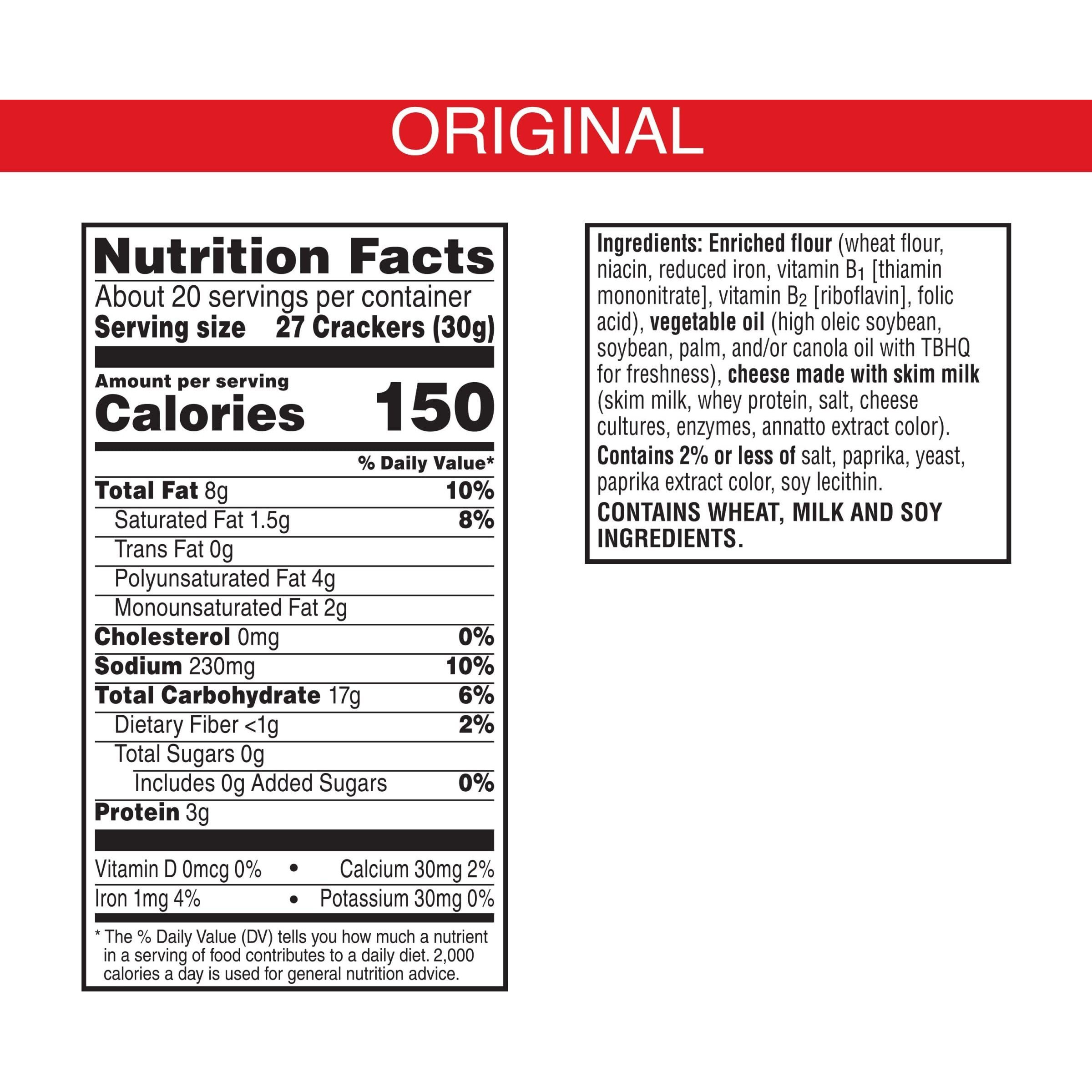 Cheez-It Cheese Crackers, Baked Snack Crackers, Lunch Snacks, Original, 21Oz Box (1 Box)