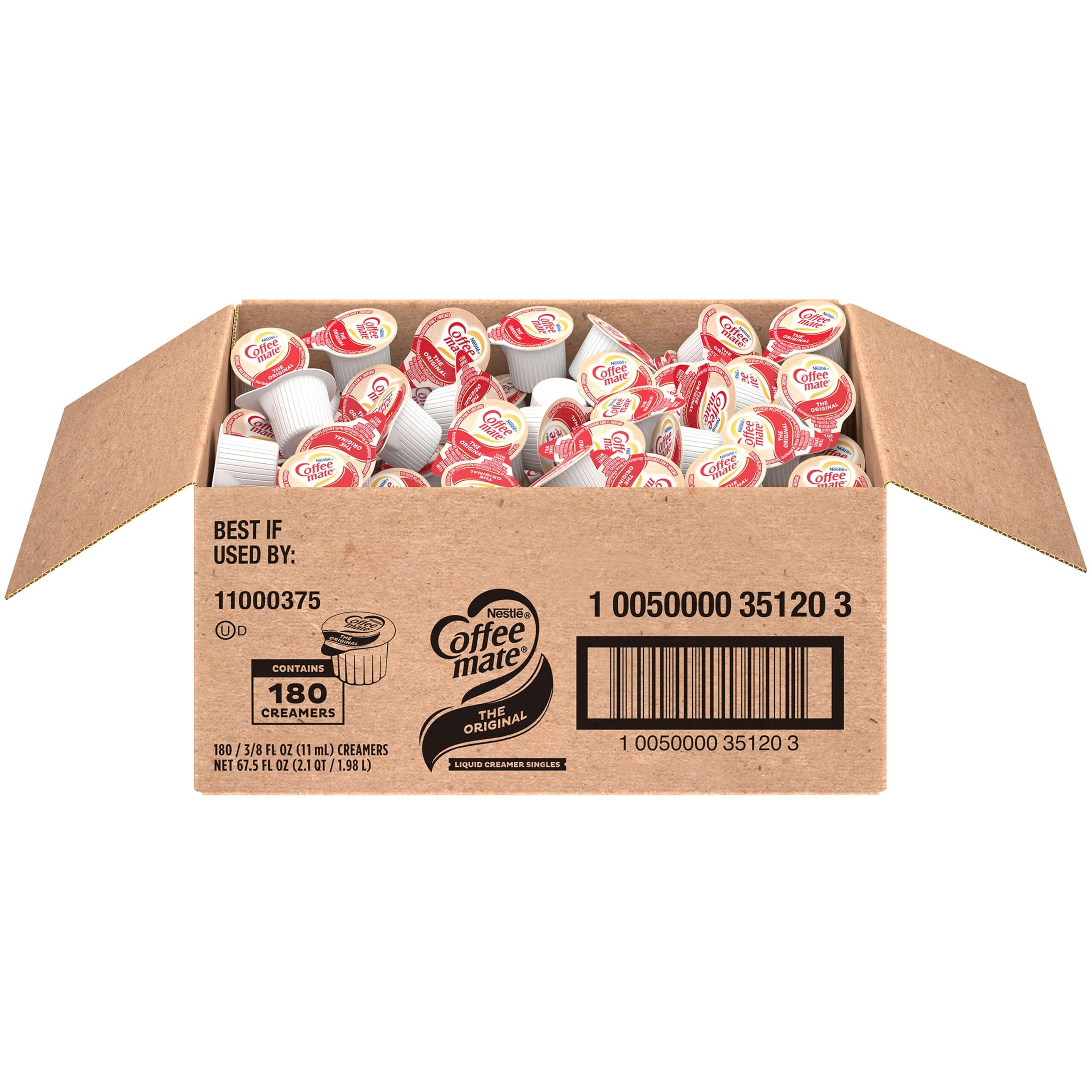 Nestle Coffee Mate Coffee Creamer, Original, Liquid Creamer Singles, Non Dairy, No Refrigeration, Box Of 180