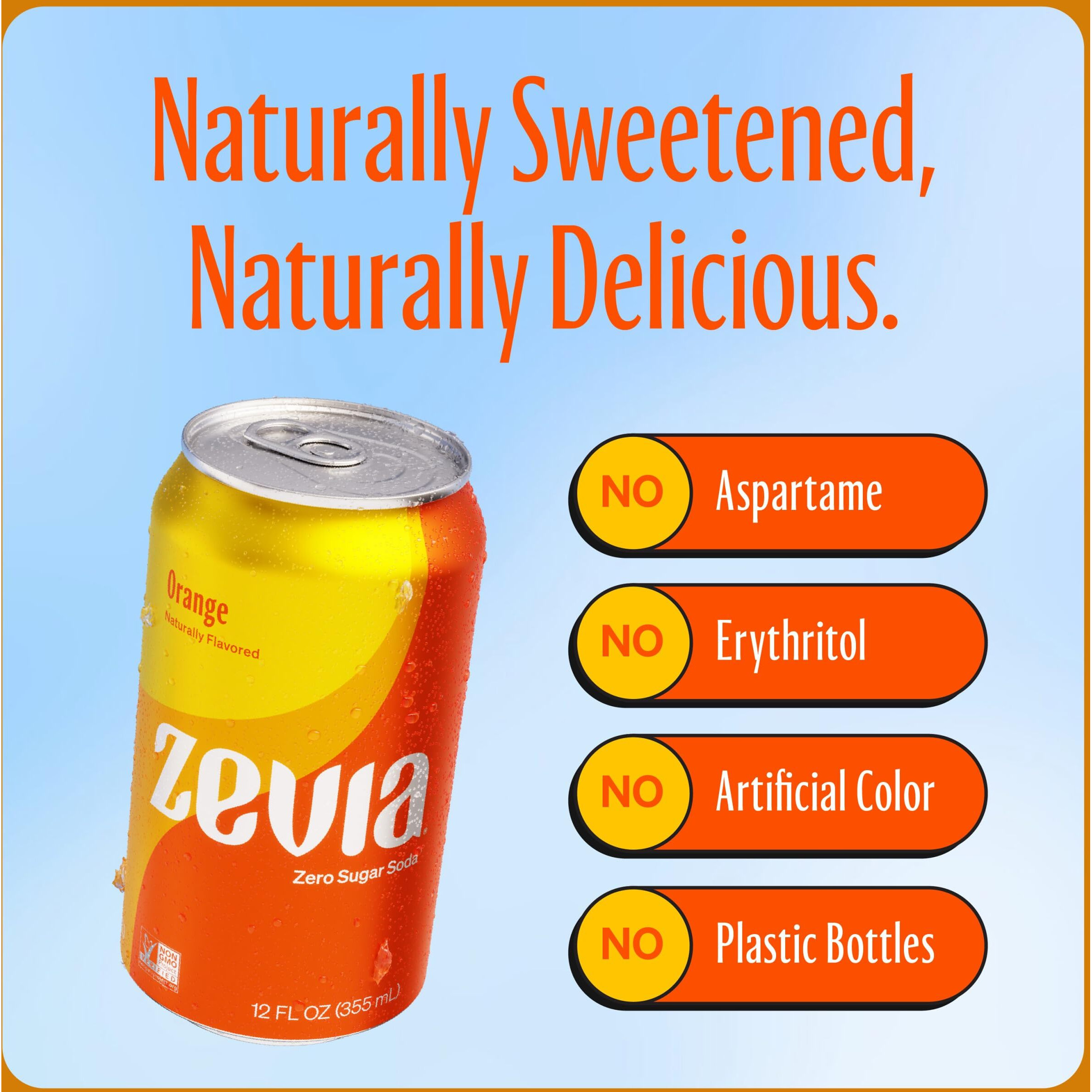 Zevia All Natural Soda, Orange, 12-Ounce Cans (Pack Of 24), 12 Fl Oz (Pack Of 24)