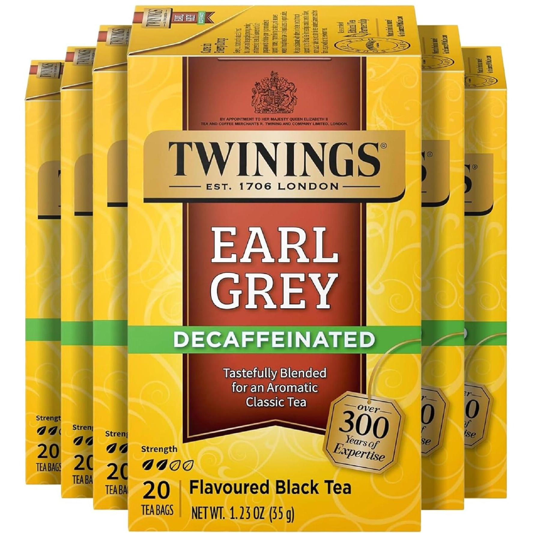 Twinings Decaffeinated Earl Grey Black Tea Individually Wrapped Bags, 20 Count (Pack Of 6), Flavoured With Citrus And Bergamot, Enjoy Hot Or Iced, 120 Teabags