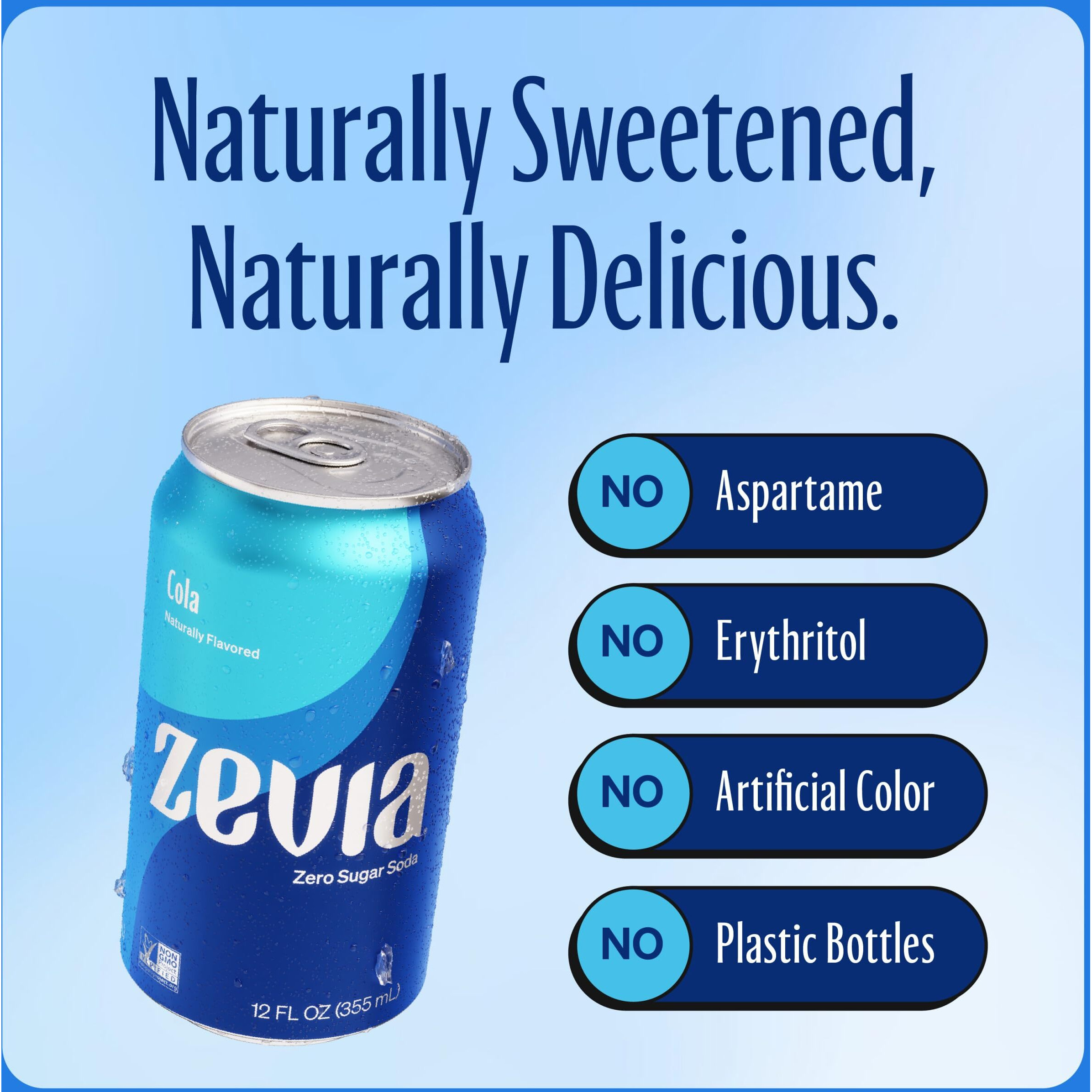 Zevia Zero Calorie Soda Cola, 12 Oz Pack Of 6