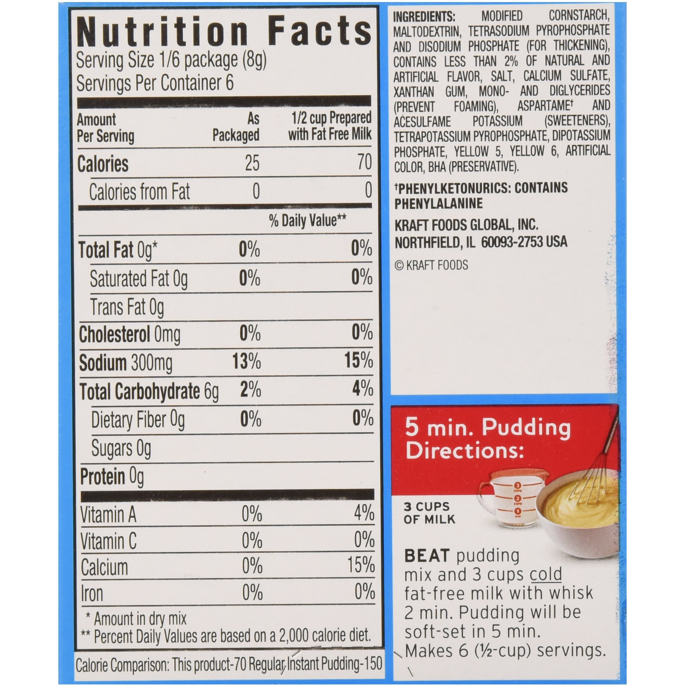 Jell-O Vanilla Sugar Free & Fat Free Instant Pudding & Pie Filling Mix, 24 Ct Pack - 1.5 Oz Boxes, As Seen On Tiktok