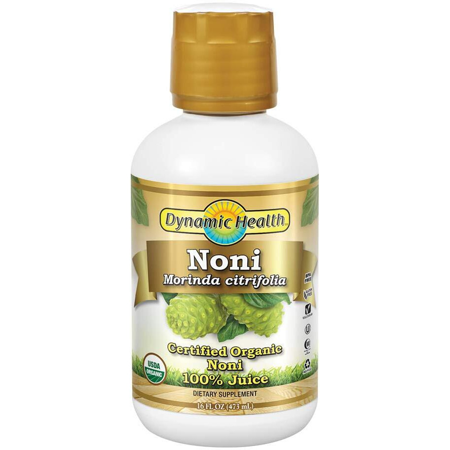 Dynamic Health Organic Noni Juice, 100% Juice No Additives, Immune System Support, Increase Energy, Antioxidant Supplement, Vegan, Gluten Free, Non-Gmo, 16 Fl Oz