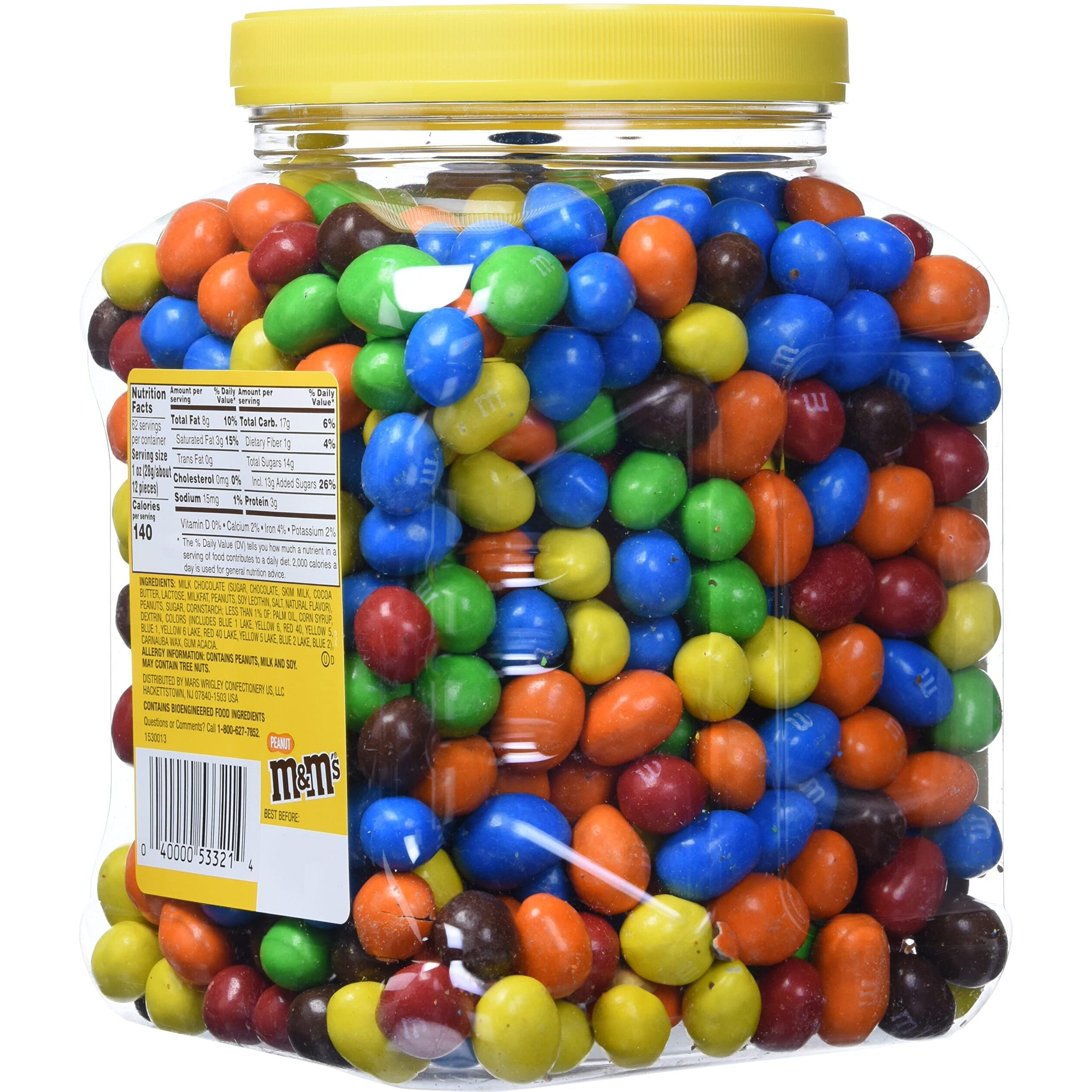 M&M's Candies, Peanut Chocolate, 62 Ounce Jar, Pack Of 1