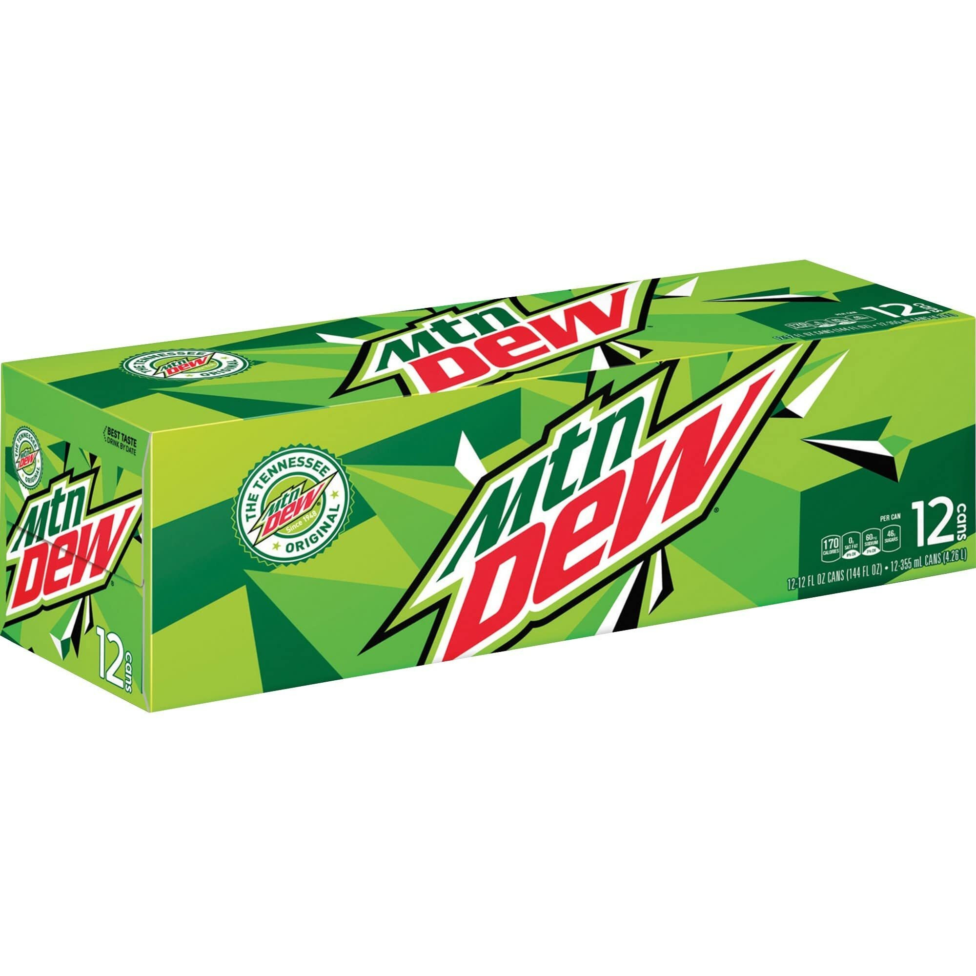 Mountain Dew Natural Soda, 12 Fl Oz Cans, 12 Pack