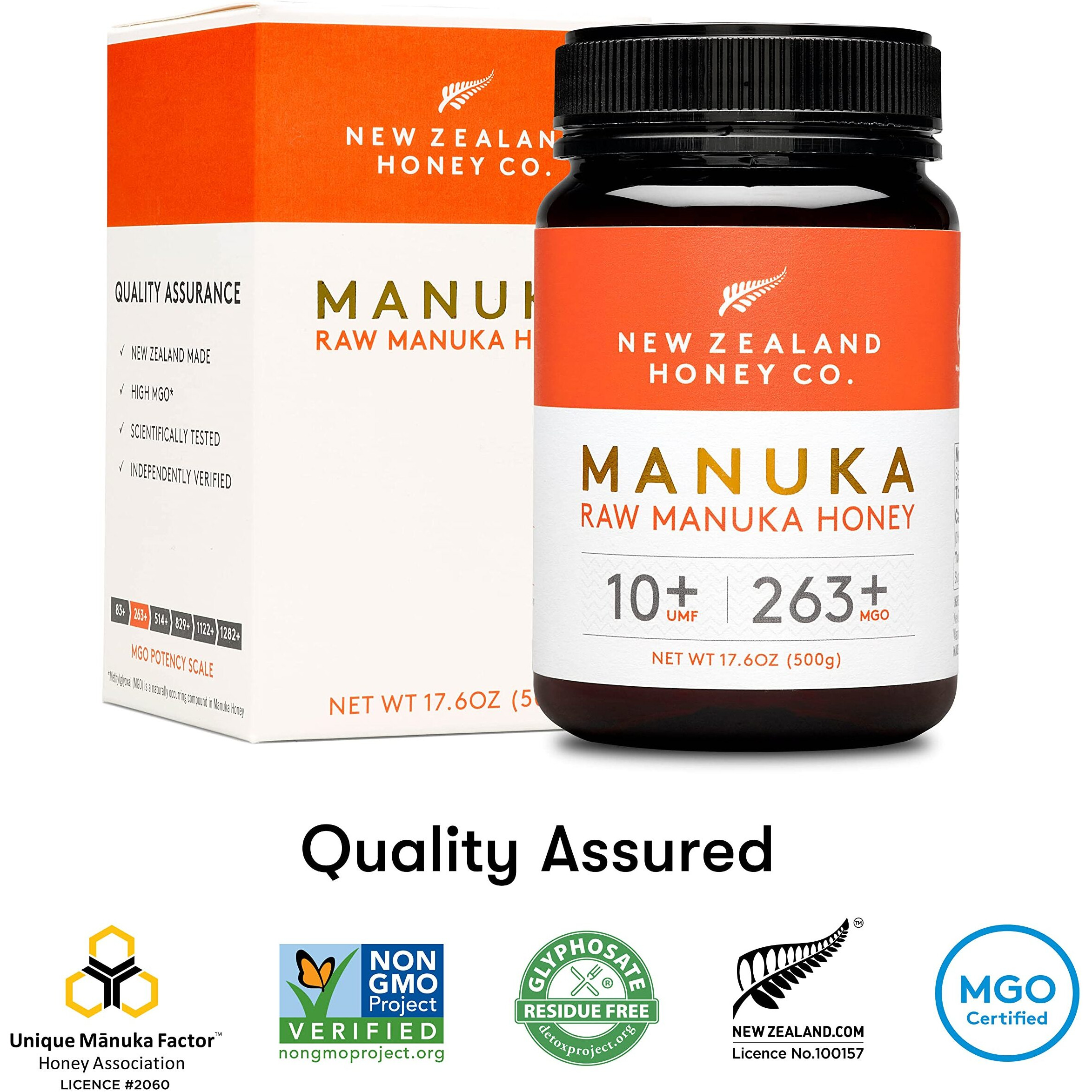New Zealand Honey Co. Raw Manuka Honey Umf 10+ | Mgo 263+, Umf Certified / 17.6Oz