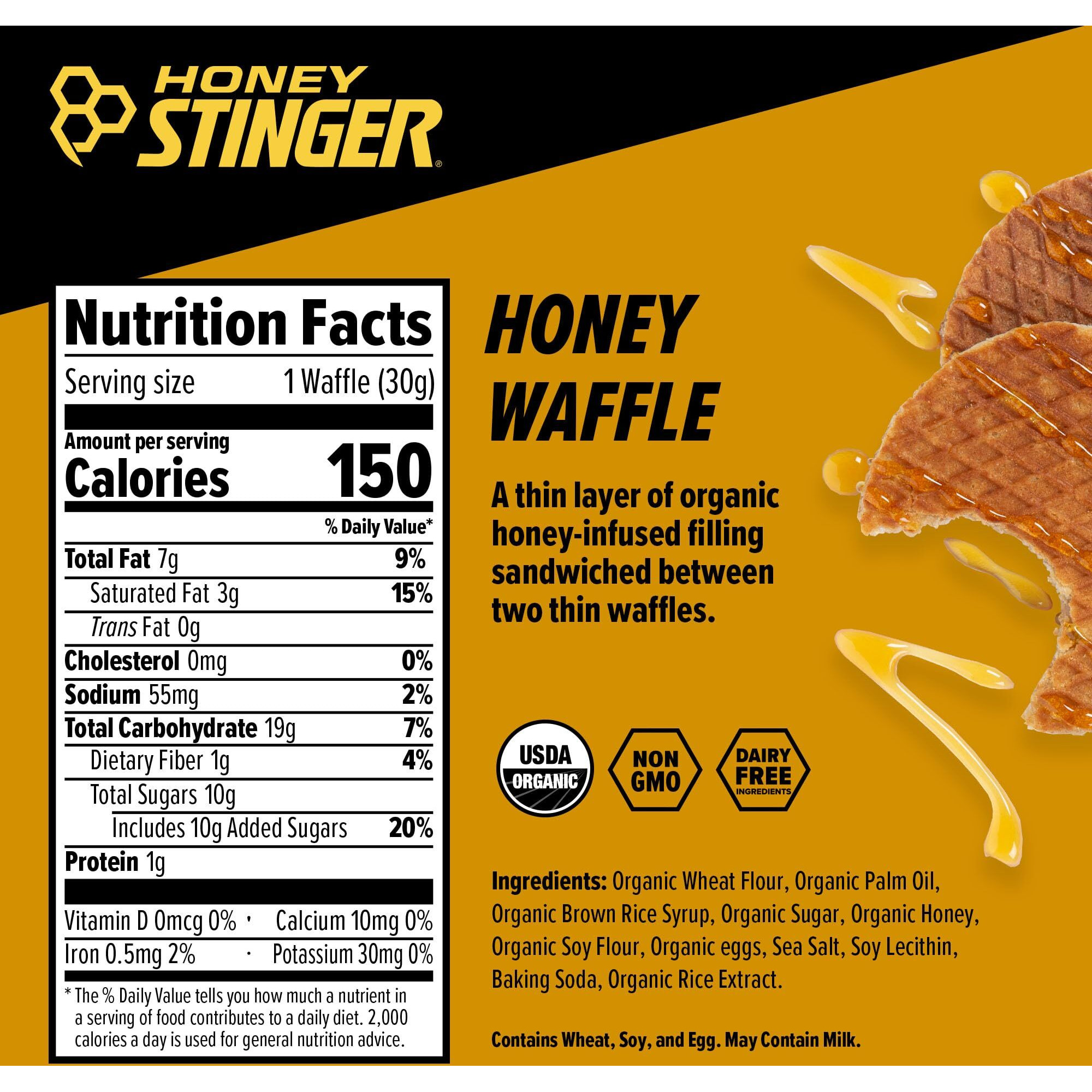Honey Stinger Organic Honey Waffle | Energy Stroopwafel For Exercise, Endurance And Performance | Sports Nutrition For Home & Gym, Pre & During Workout | Box Of 16 Waffles, 16.96 Ounce (Pack Of 16)