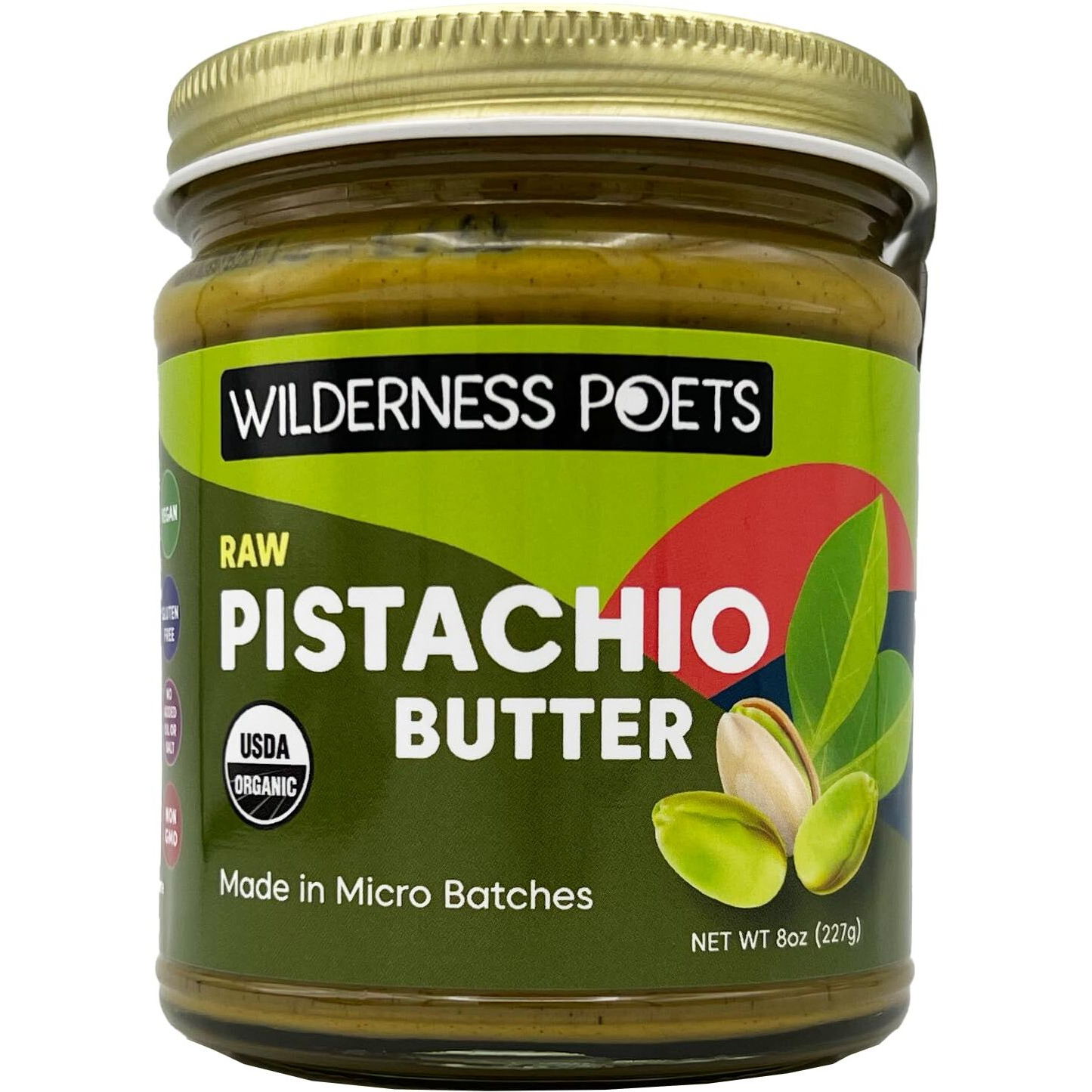 Wilderness Poets, Pistachio Butter - Organic, Raw, 100% Pistachio (8 Ounce)