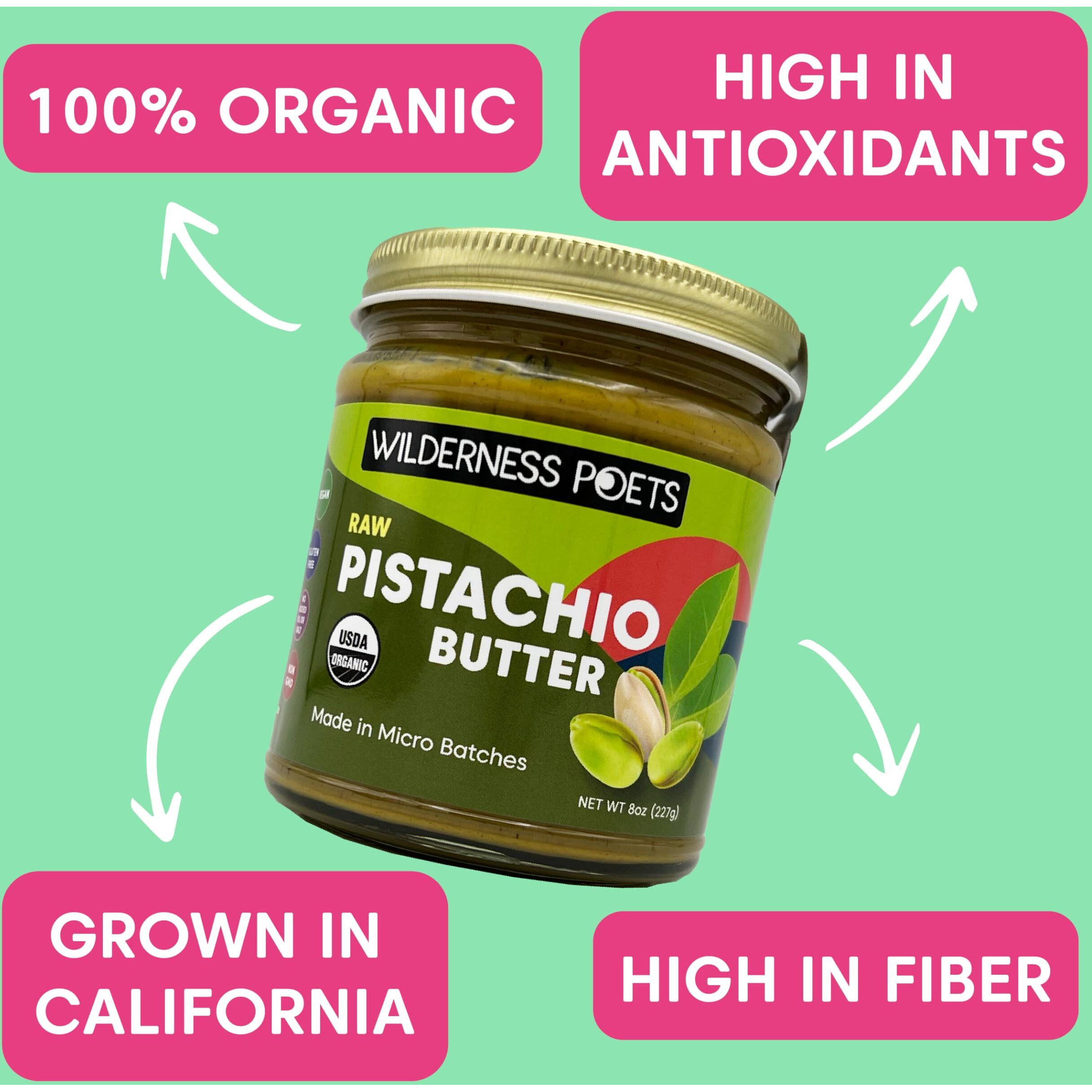Wilderness Poets, Pistachio Butter - Organic, Raw, 100% Pistachio (8 Ounce)