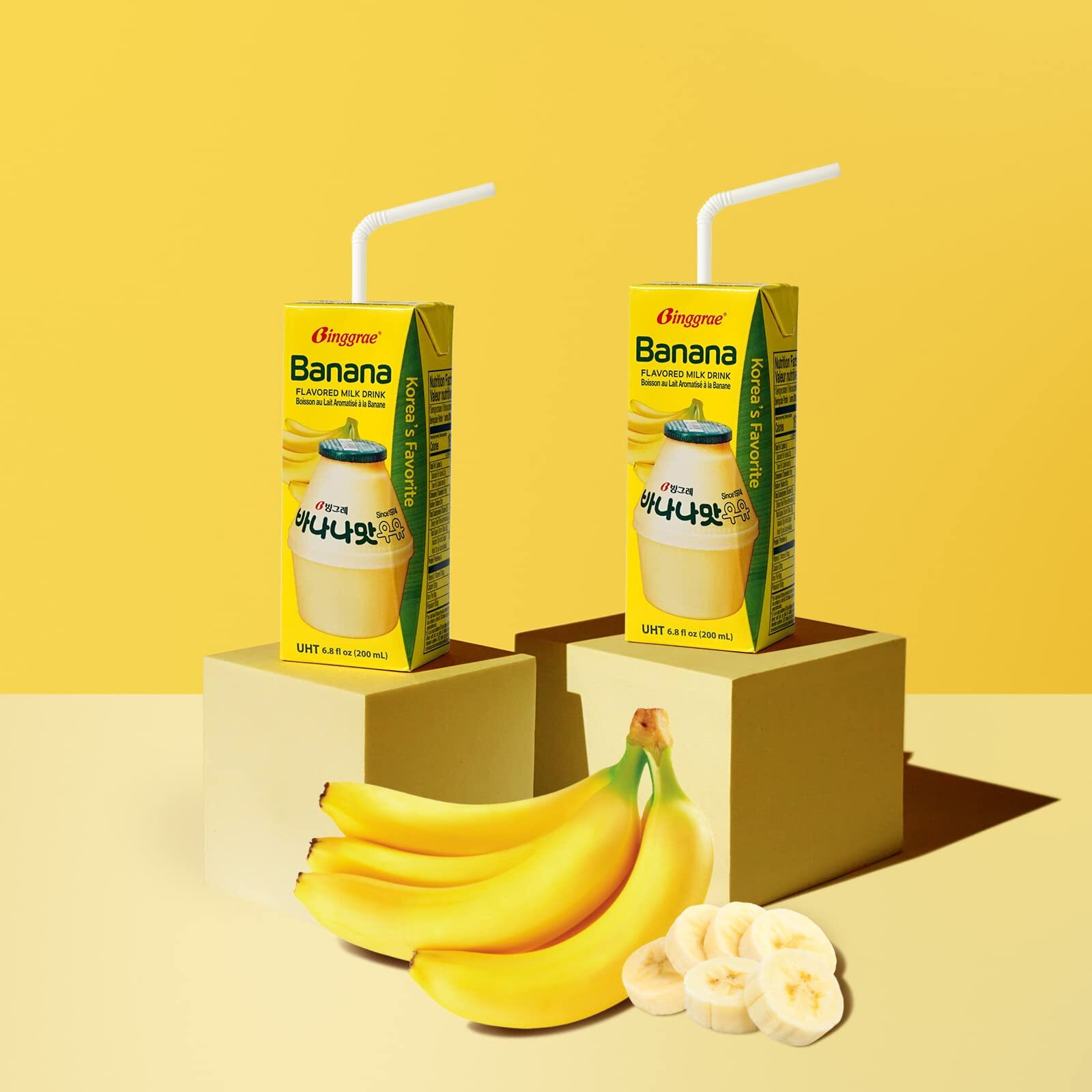 Binggrae Banana Flavored Milk [Koreas No 1 Classic & Original Banana Milk] - Sweet, Smooth & Creamy Texture (Pack Of 24)