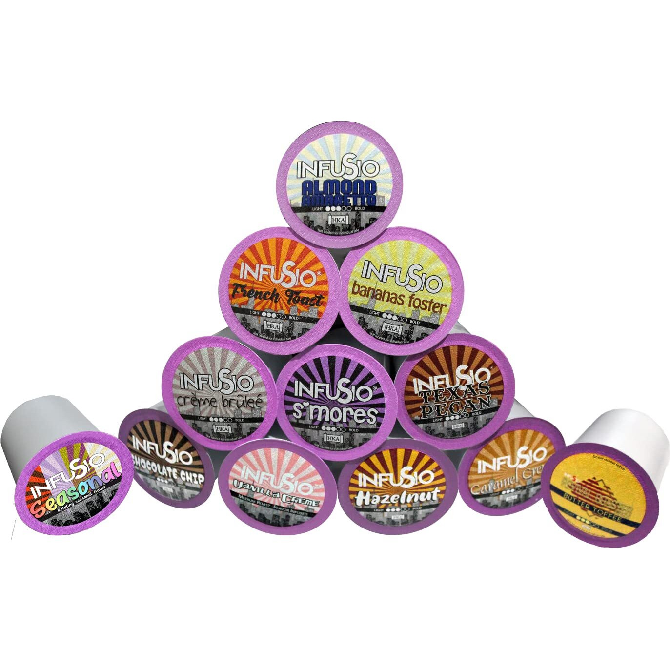 96 Count Flavored Coffee Variety Pack (12 Flavored Blends), Single Serve Coffee Pods For Keurig K Cup Brewers - Infusio Premium Roasted Coffee (Variety, 96 Compatible With 2.0)