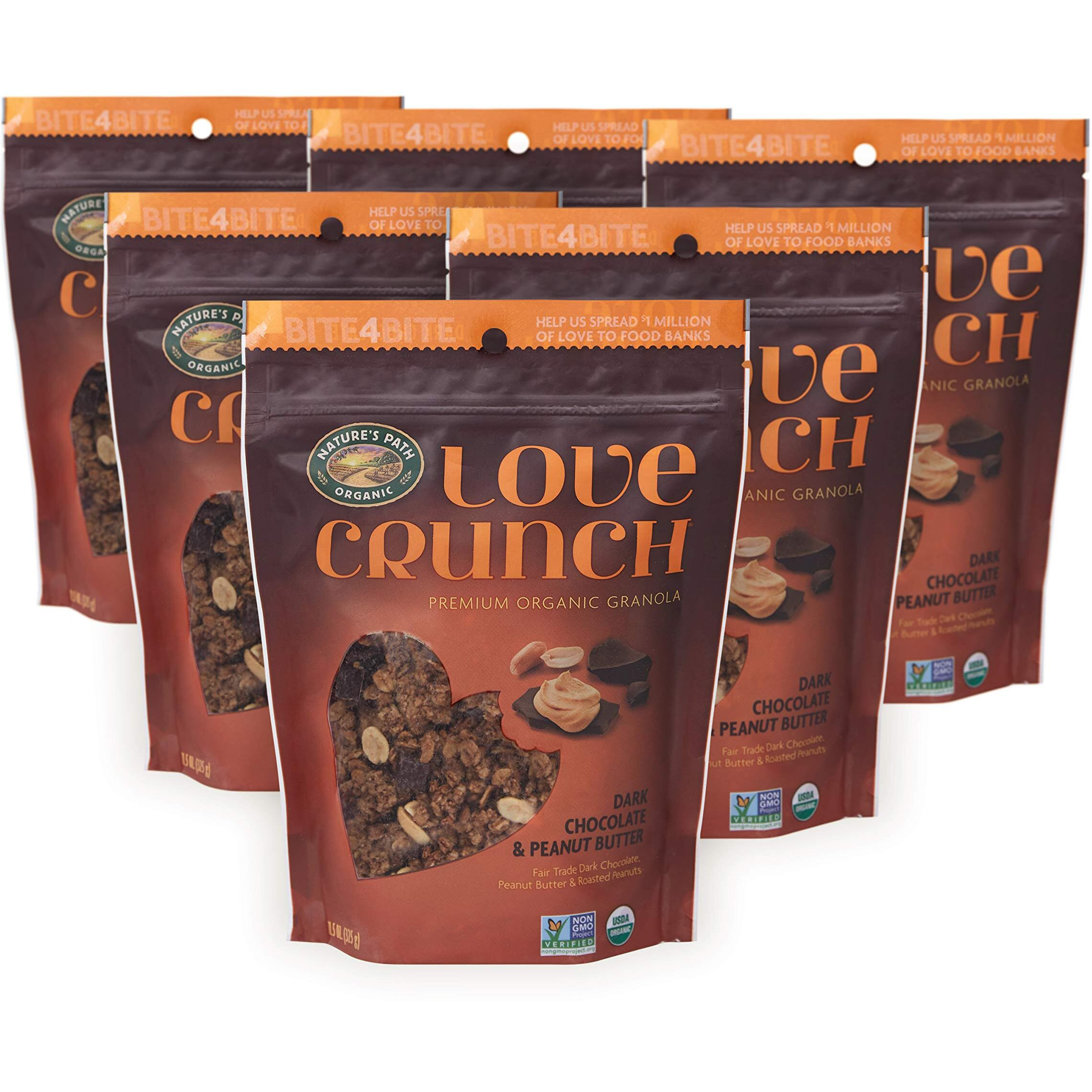 Love Crunch Organic Dark Chocolate And Peanut Butter Granola, Non-Gmo, Fair Trade, By Nature's Path, 11.5 Ounce (Pack Of 6)