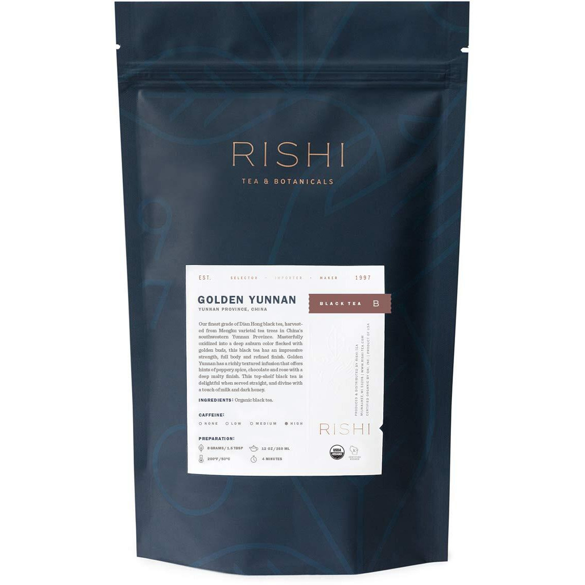 Rishi Ancient Loose Leaf Herbal Tea Immune System & Heart Health Support, 1 Lb Bag, Makes 115 Cups, Golden Yunnan 16 Ounce