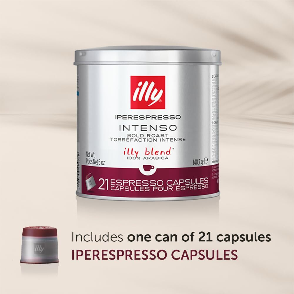 Illy Coffee Iperespresso Capsules - Single-Serve Coffee Capsules & Pods - Single Origin Coffee Pods - Intenso Dark Roast With Notes Of Cocoa & Fruit - For Iperespresso Capsule Machines - 21 Count