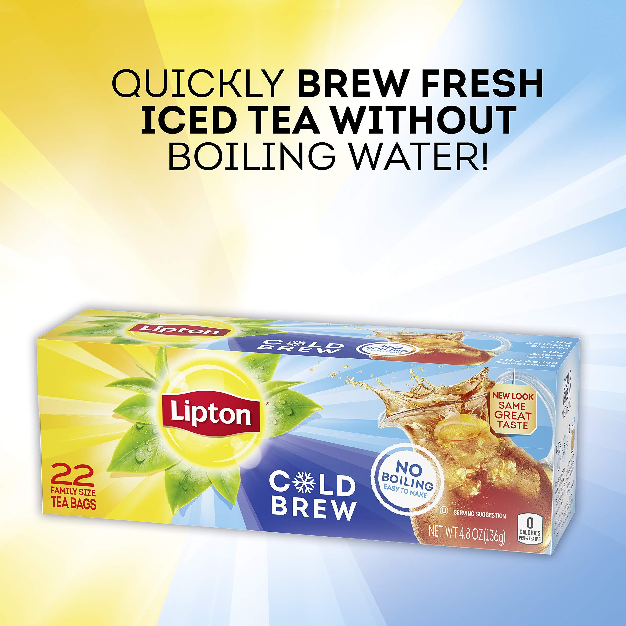 Lipton Cold Brew Iced Tea Bags, Family Size, 22 Count (Pack Of 6)