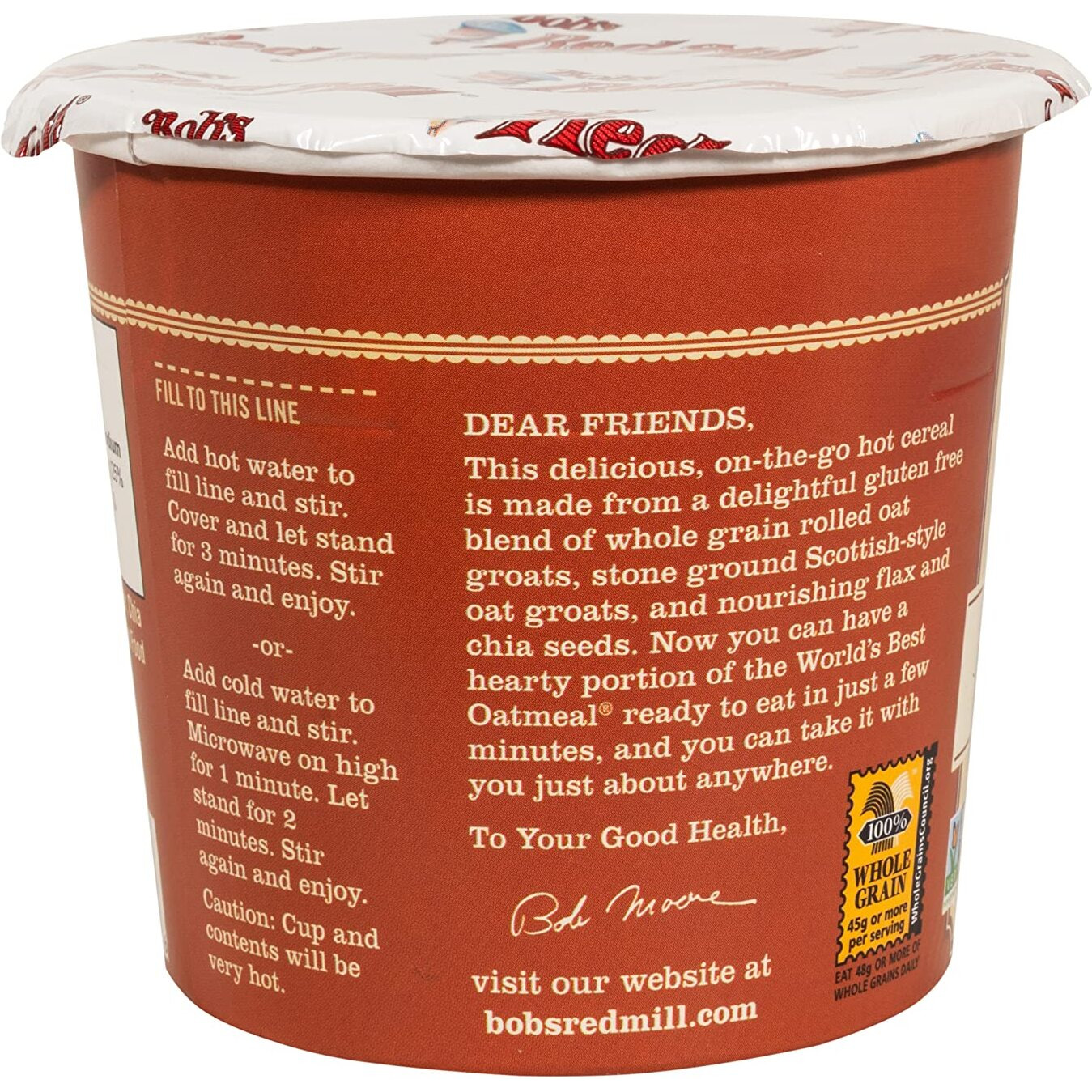 Bob's Red Mill Gf Oatmeal Cup, Maple & Brown Sugar, 2.15 Ounce Cup (Pack Of 12), Gluten Free, Non-Gmo, Whole Grain, Kosher
