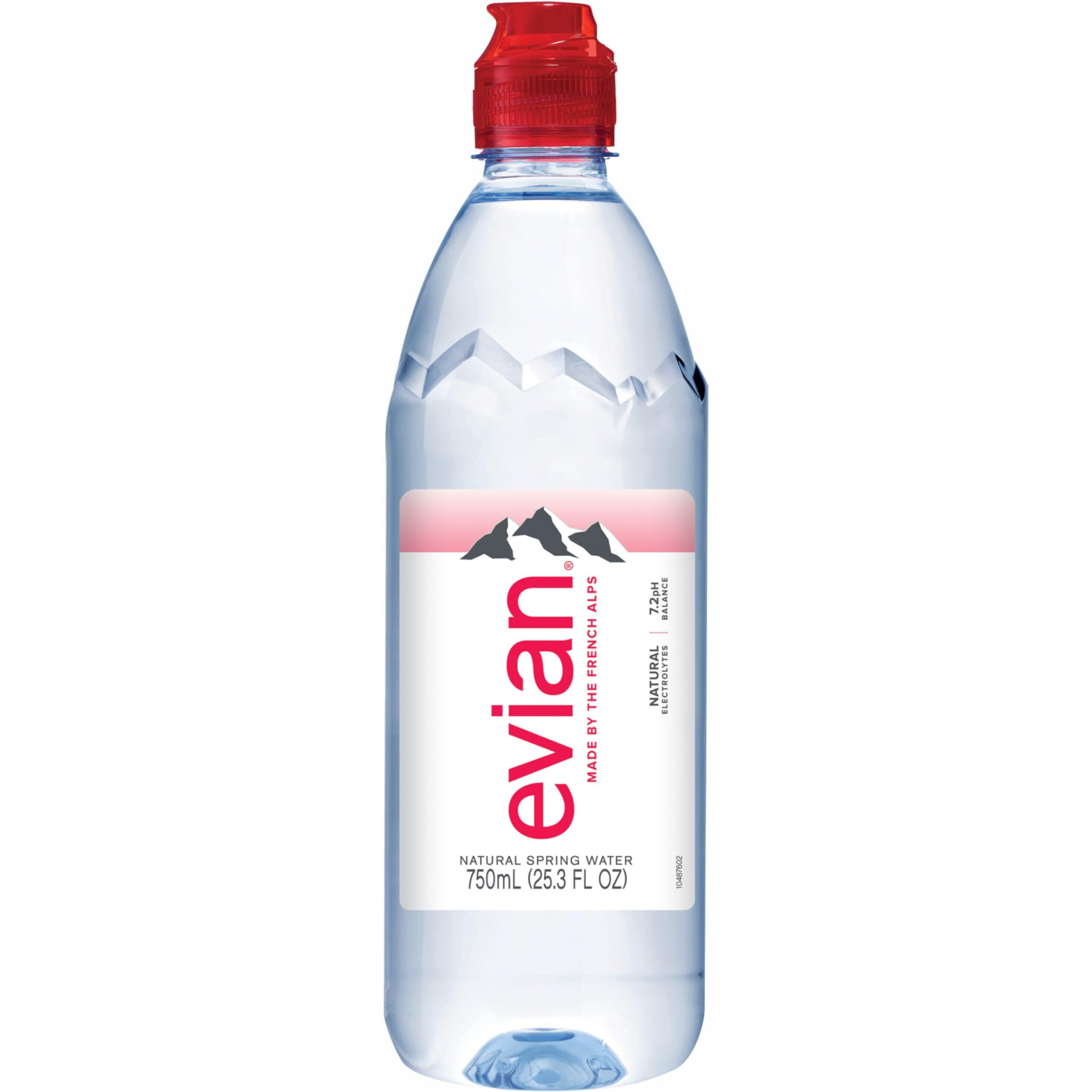 Evian Natural Spring Water, Ph Balanced With Natural Electrolytes, Sports Cap Bottle, 25.7Fl Oz./750Ml Bottles (Pack Of 12)