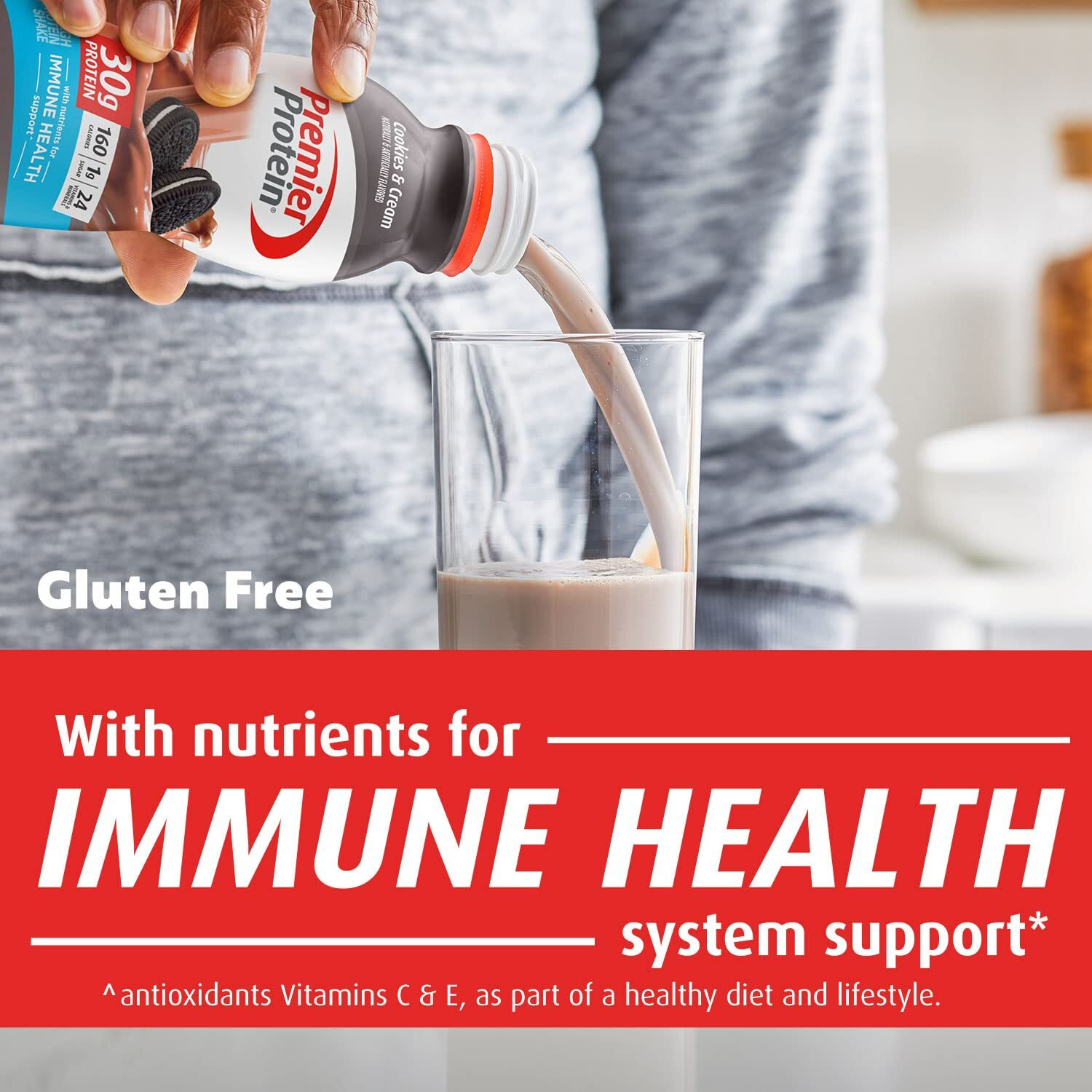 Premier Protein Shake, Cookies & Cream, 30G Protein, 1G Sugar, 24 Vitamins & Minerals, Nutrients To Support Immune Health 11.5 Fl Oz (12 Pack)