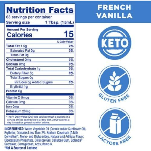 Splenda Sugar Free French Vanilla Coffee Creamer, 32 Fl Oz (Pack Of 6)